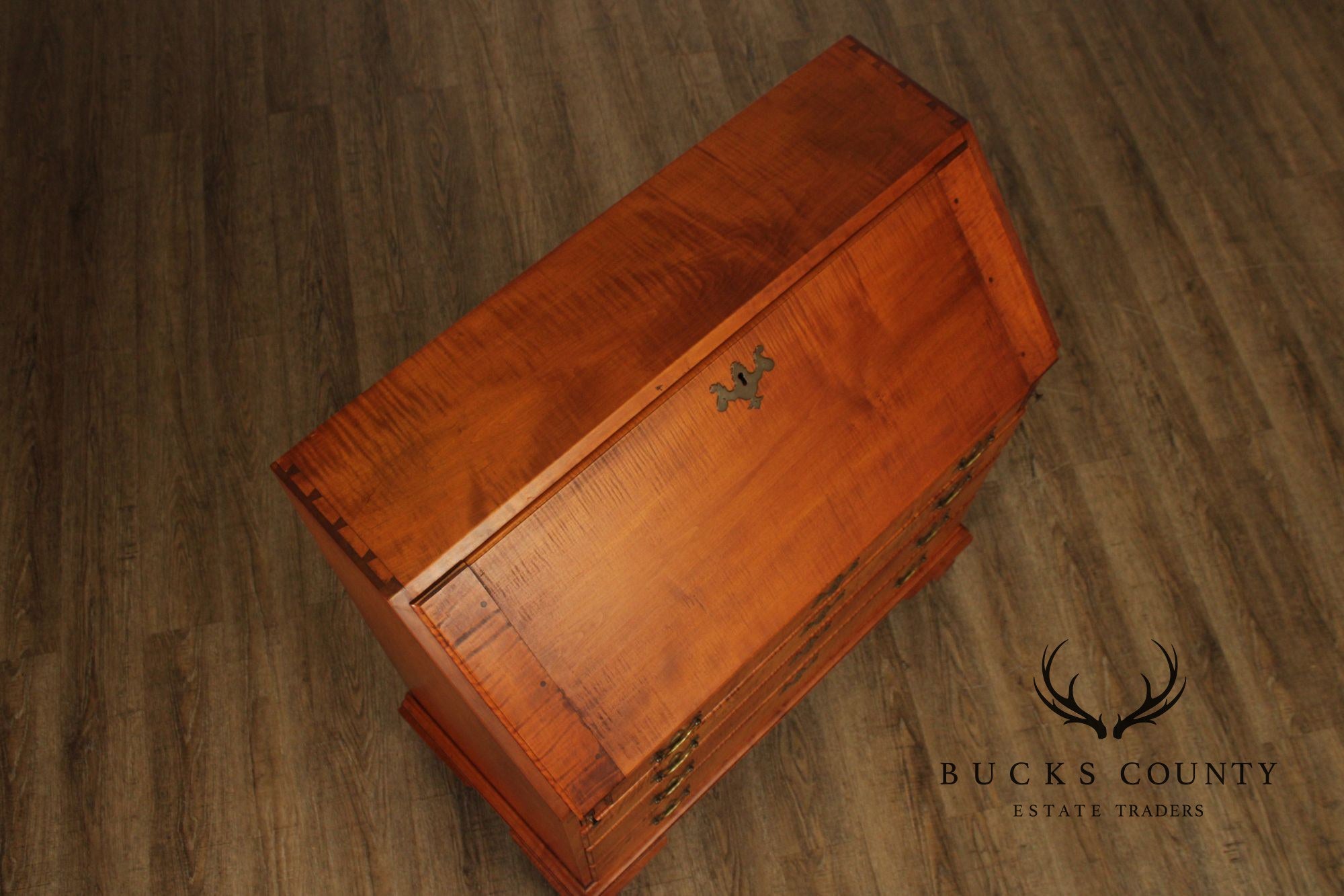 Eldred Wheeler Tiger Maple Chippendale Style Slant Front Desk