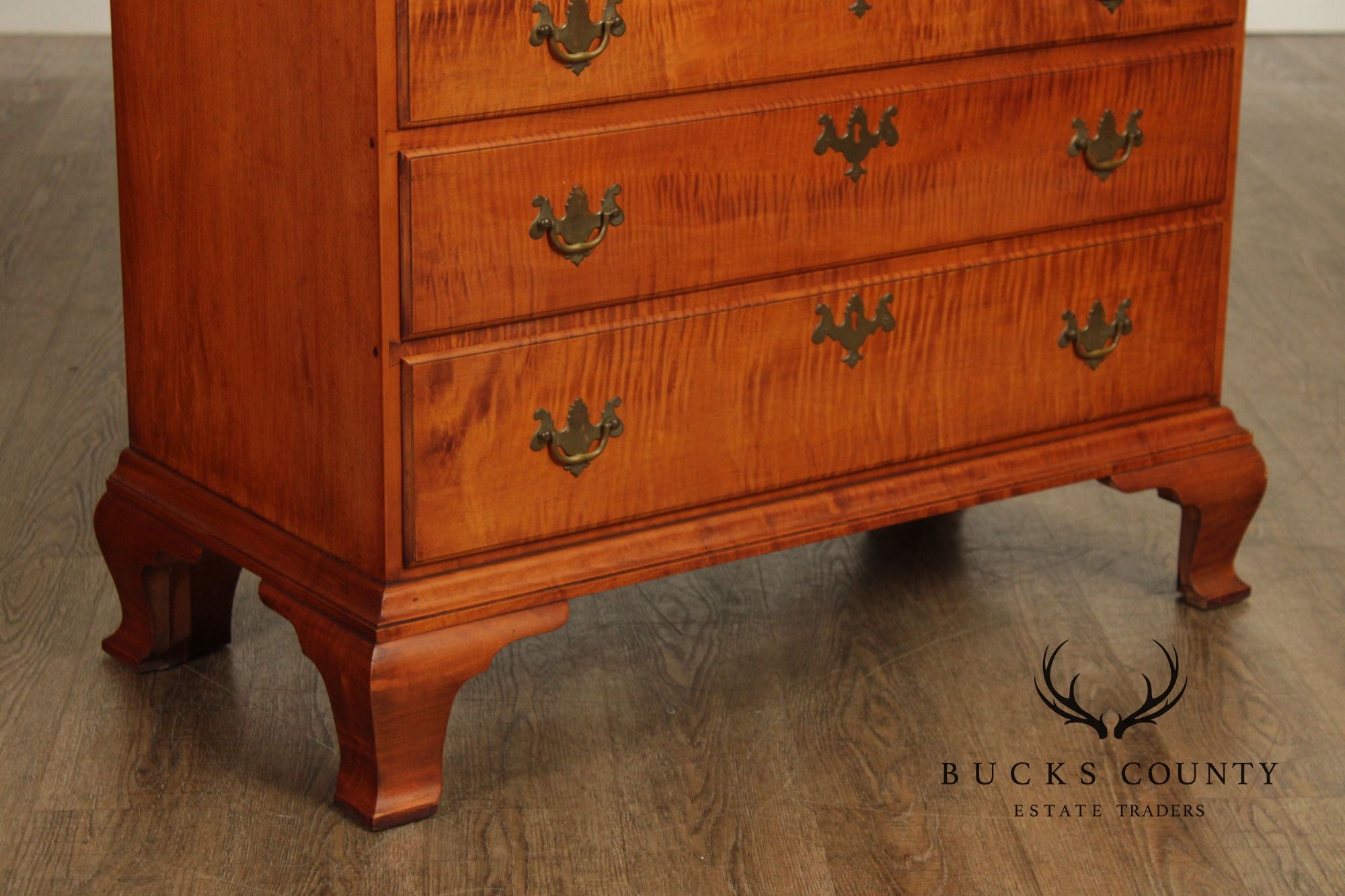 Eldred Wheeler Tiger Maple Chippendale Style Slant Front Desk