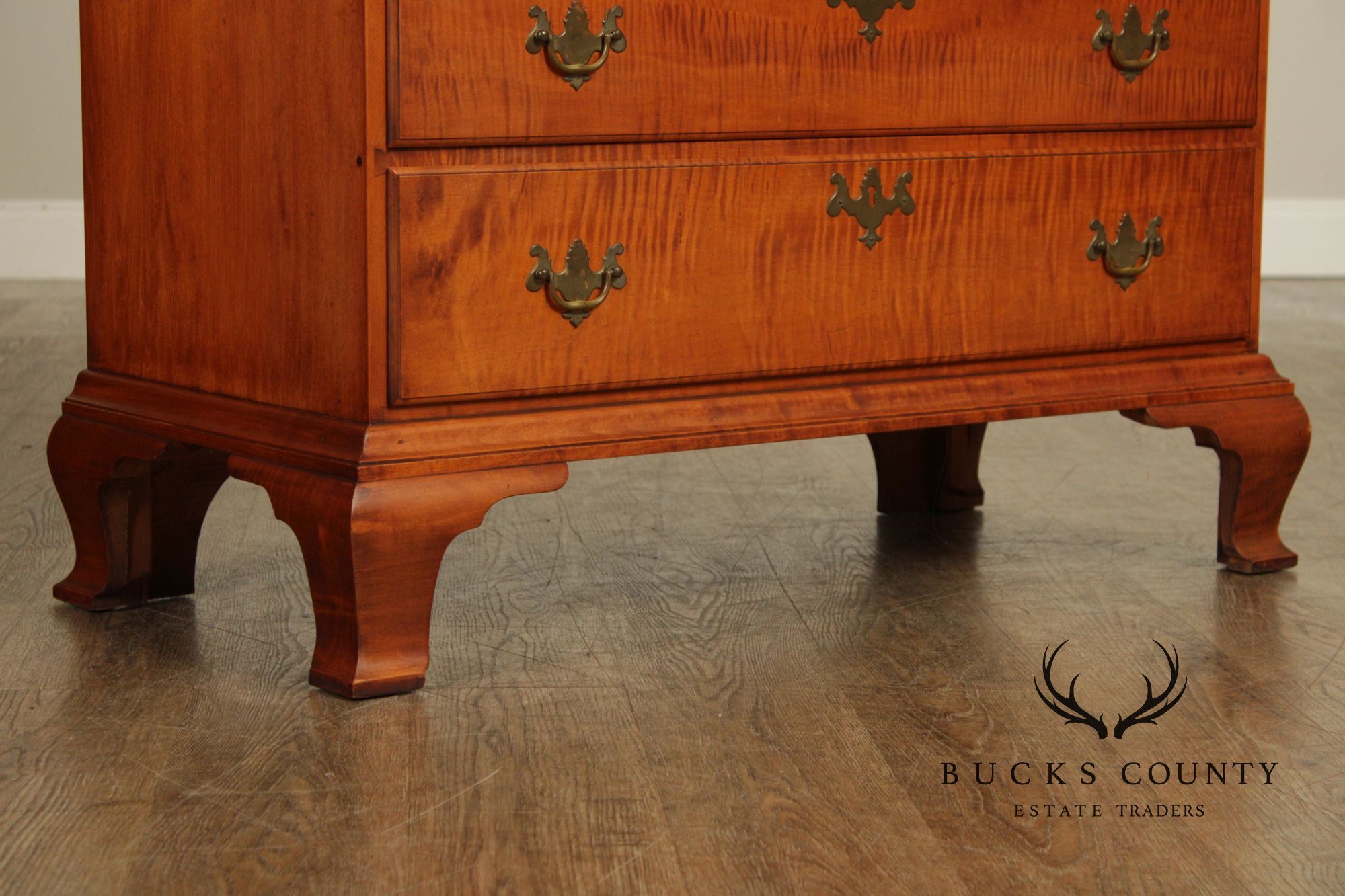 Eldred Wheeler Tiger Maple Chippendale Style Slant Front Desk