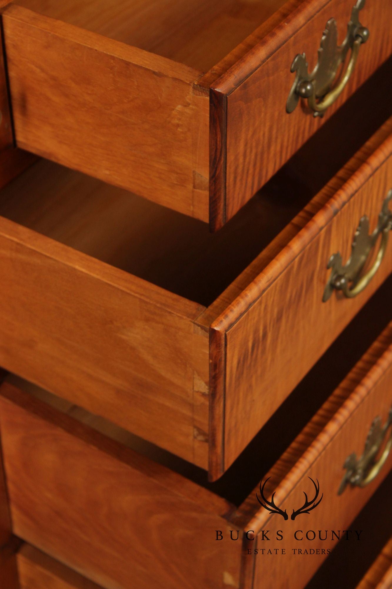 Eldred Wheeler Tiger Maple Chippendale Style Slant Front Desk