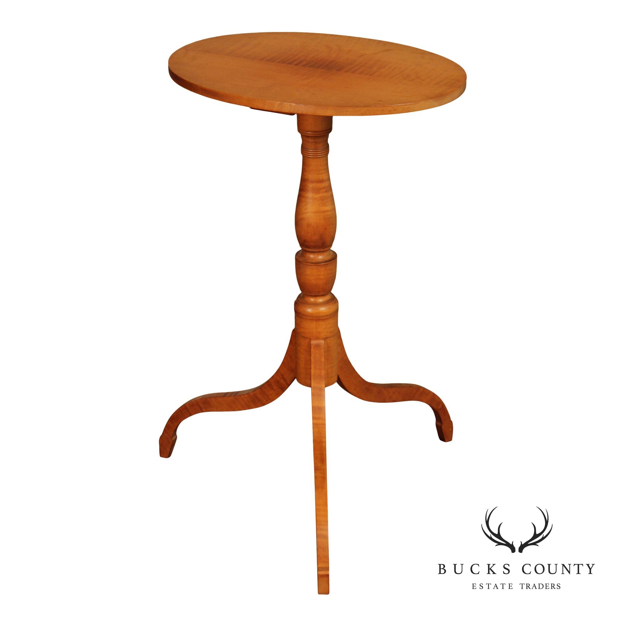 Federal Style Bench Made Tiger Maple Candlestand