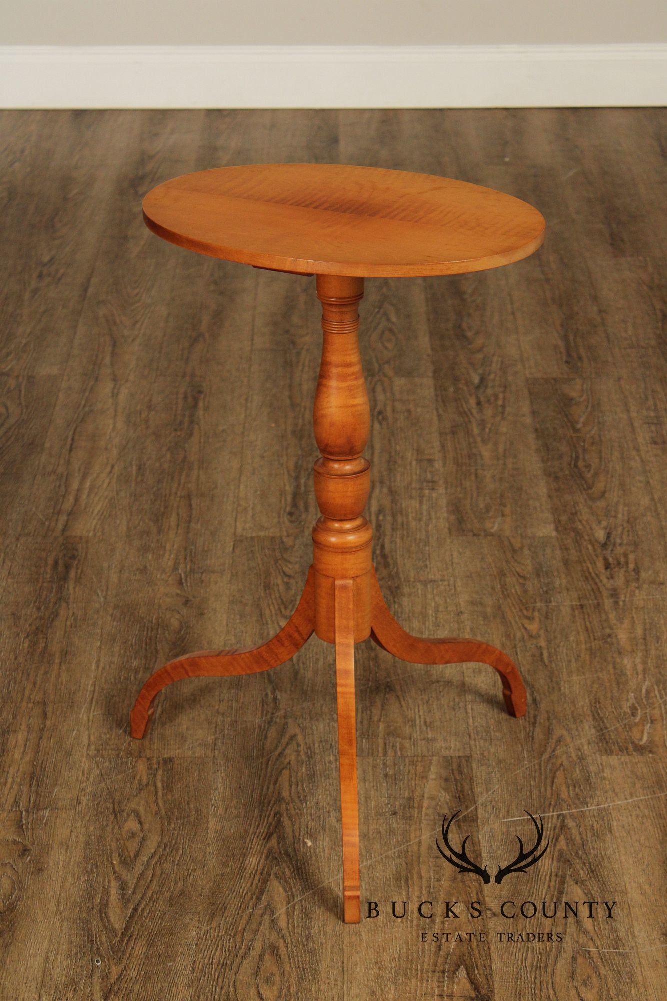 Federal Style Bench Made Tiger Maple Candlestand