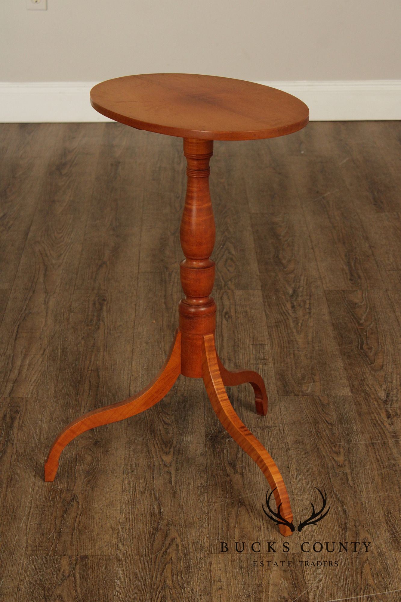 Federal Style Bench Made Tiger Maple Candlestand