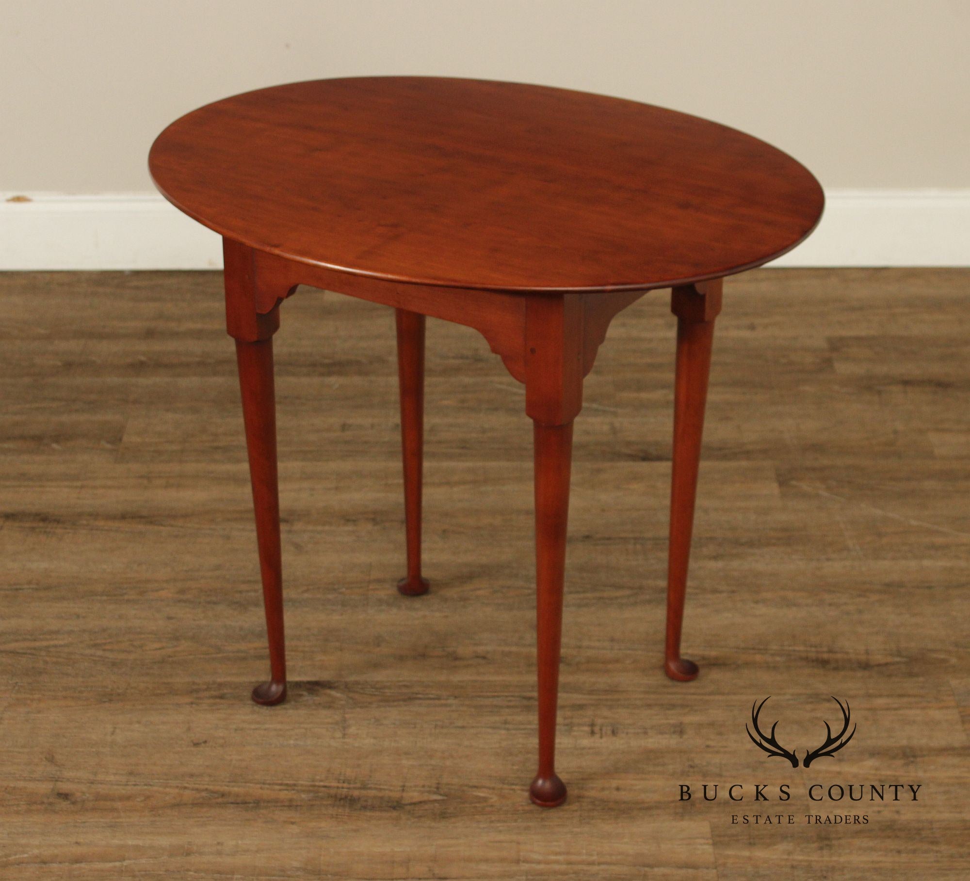 Eldred Wheeler Queen Anne Style Oval  Cherry Side Table
