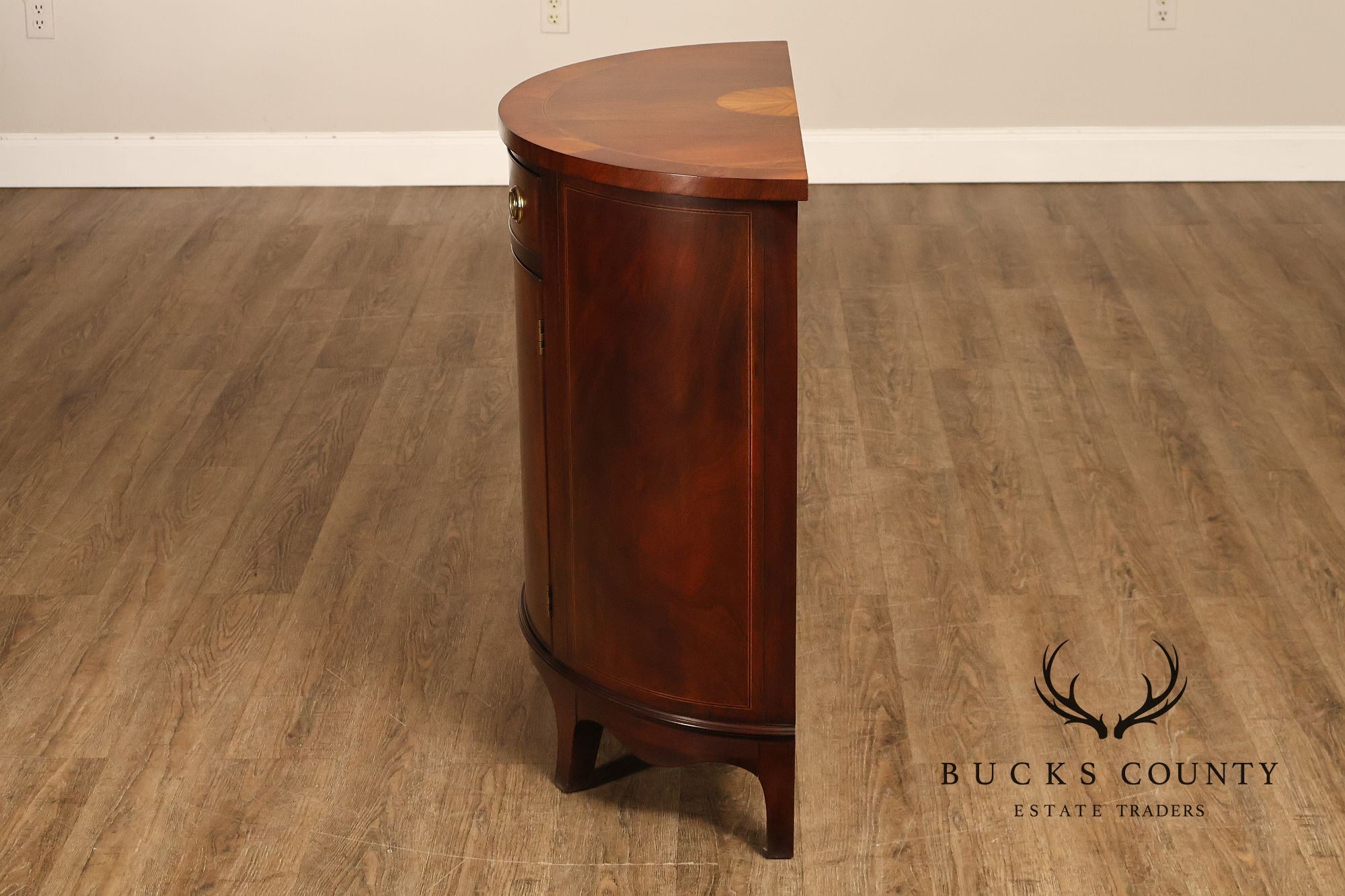 Henkel Harris Mahogany Demilune Console Cabinet Console