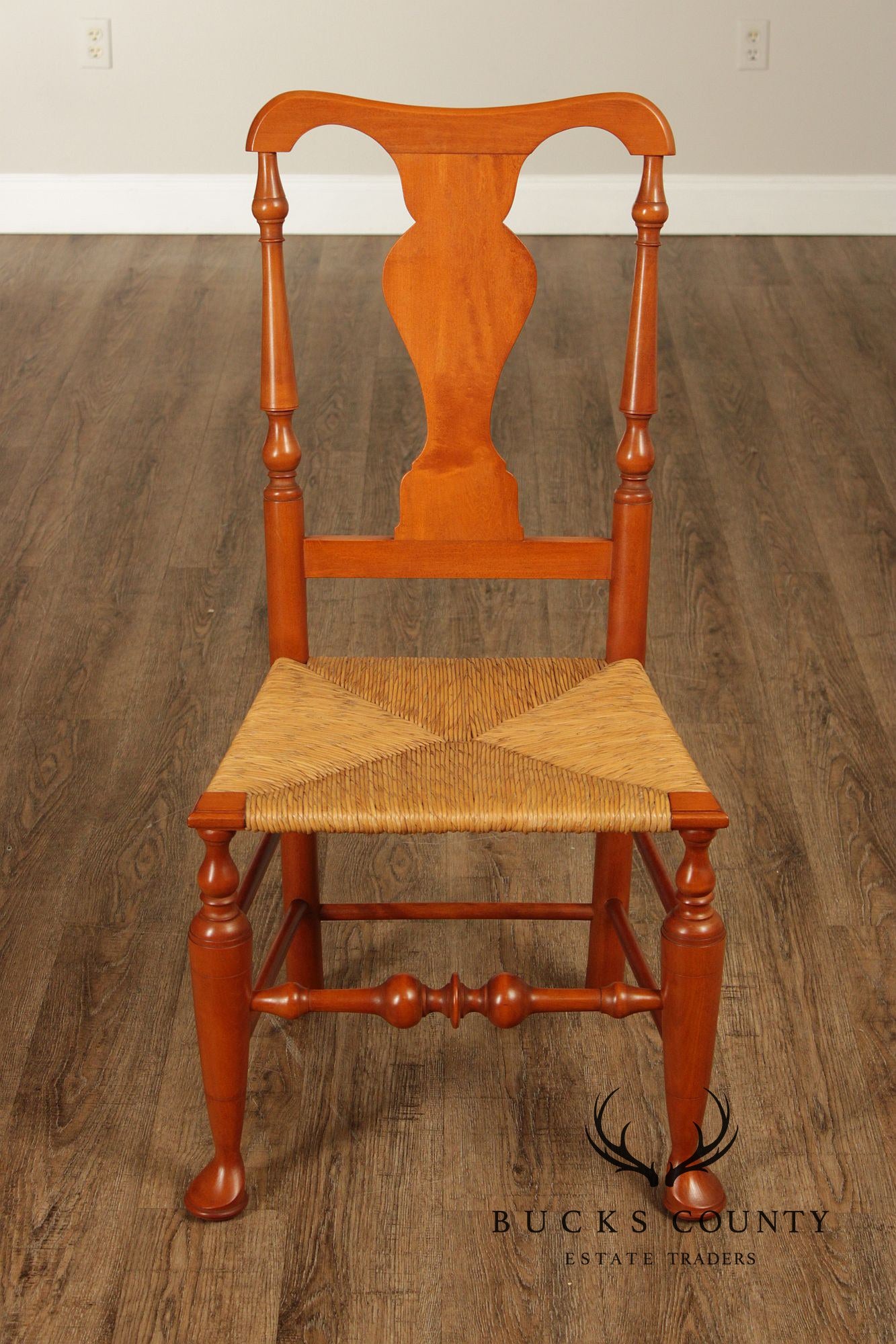 Simms & Thayer Country Maple Rush Seat Dining Chairs Set Of Four