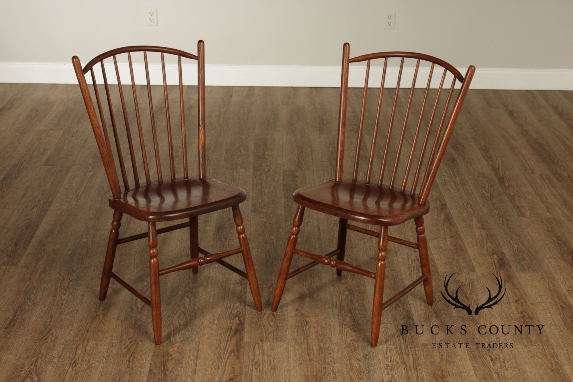 S. Bent Bros. Pair of Oak Windsor Side Chairs