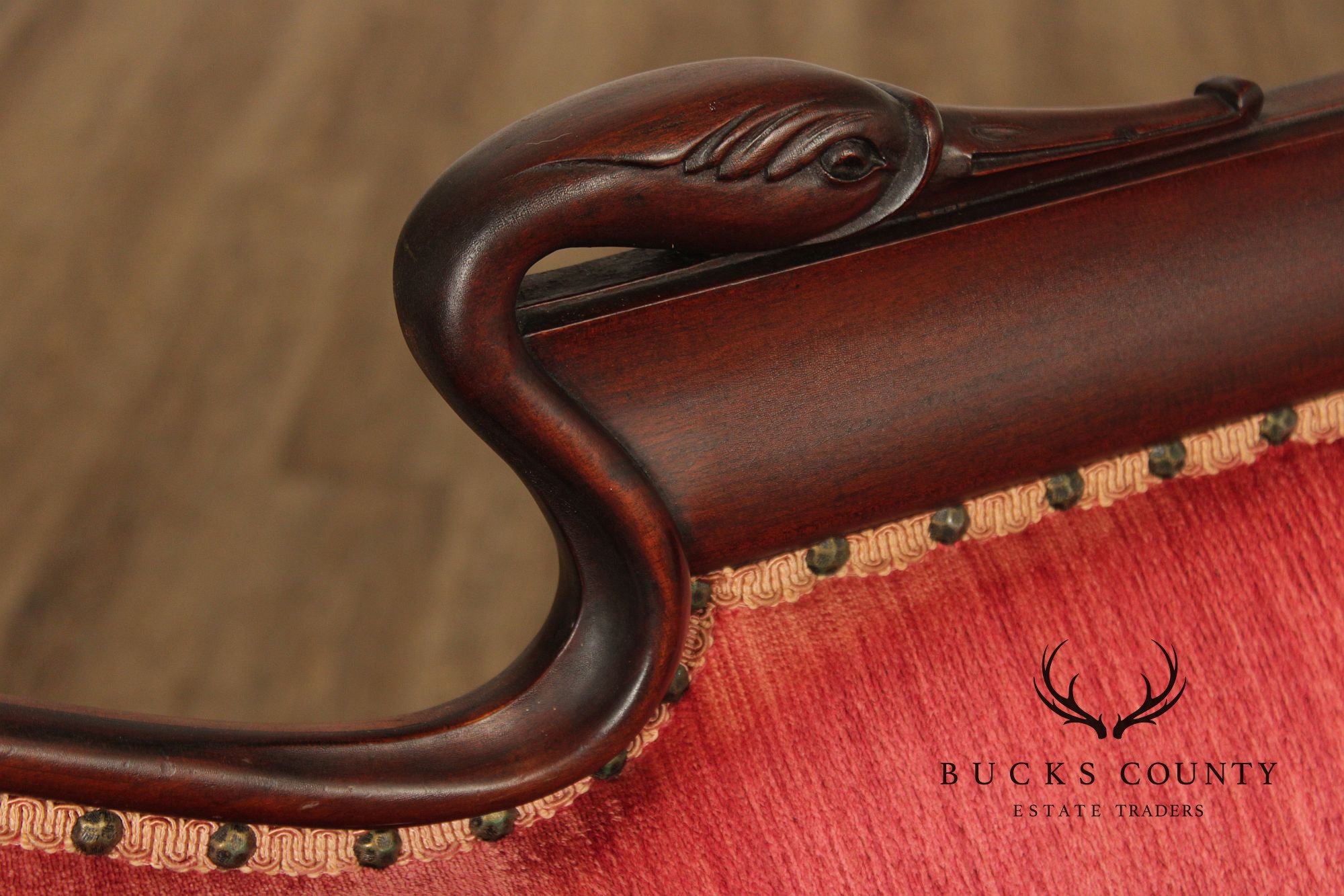 Antique Empire Carved Mahogany Swan Sofa