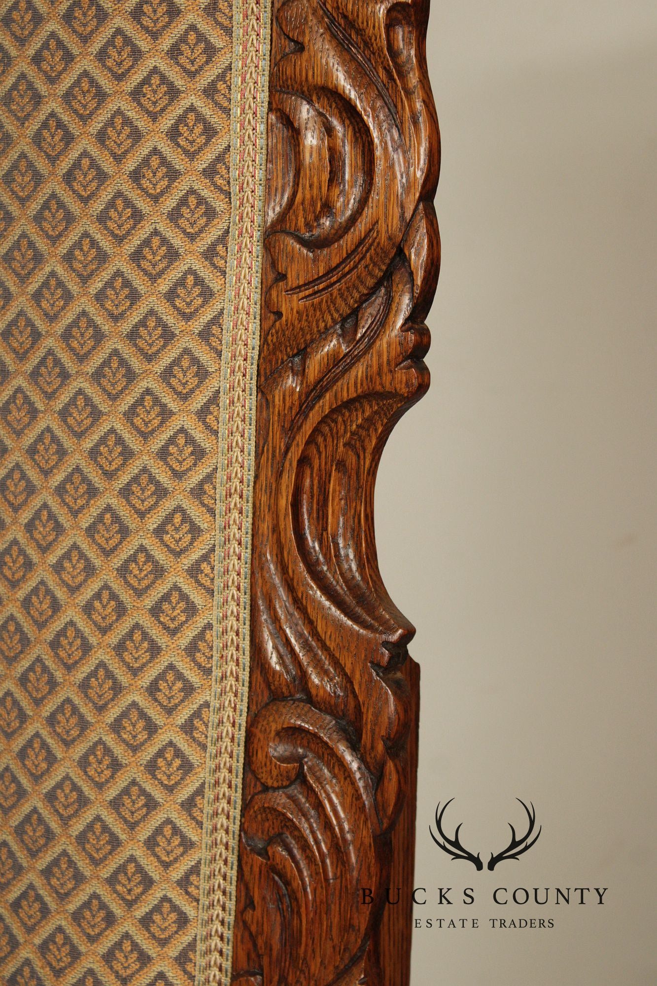 Antique Renaissance Revival Carved Oak Tall Back Side Chair