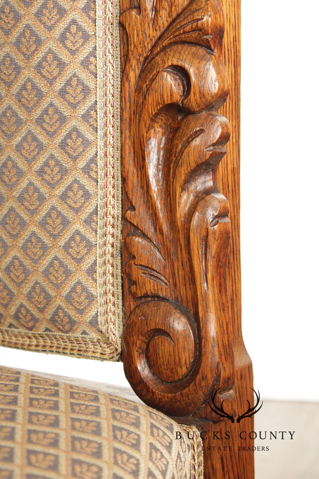 Antique Renaissance Revival Carved Oak Tall Back Side Chair