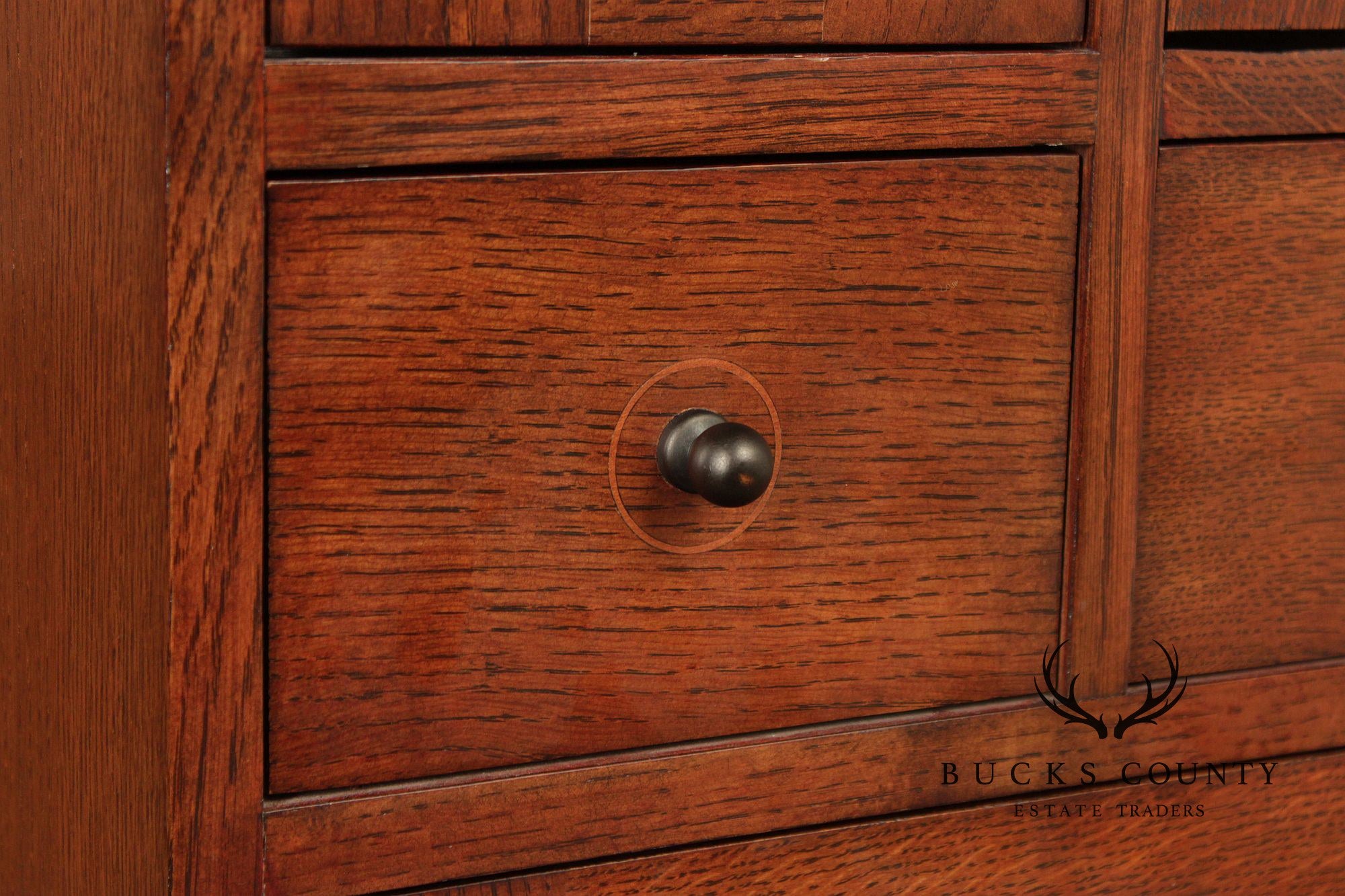 Stickley Mission Oak Harvey Ellis Inlaid Drop Front Secretary Desk And Wine Cabinet