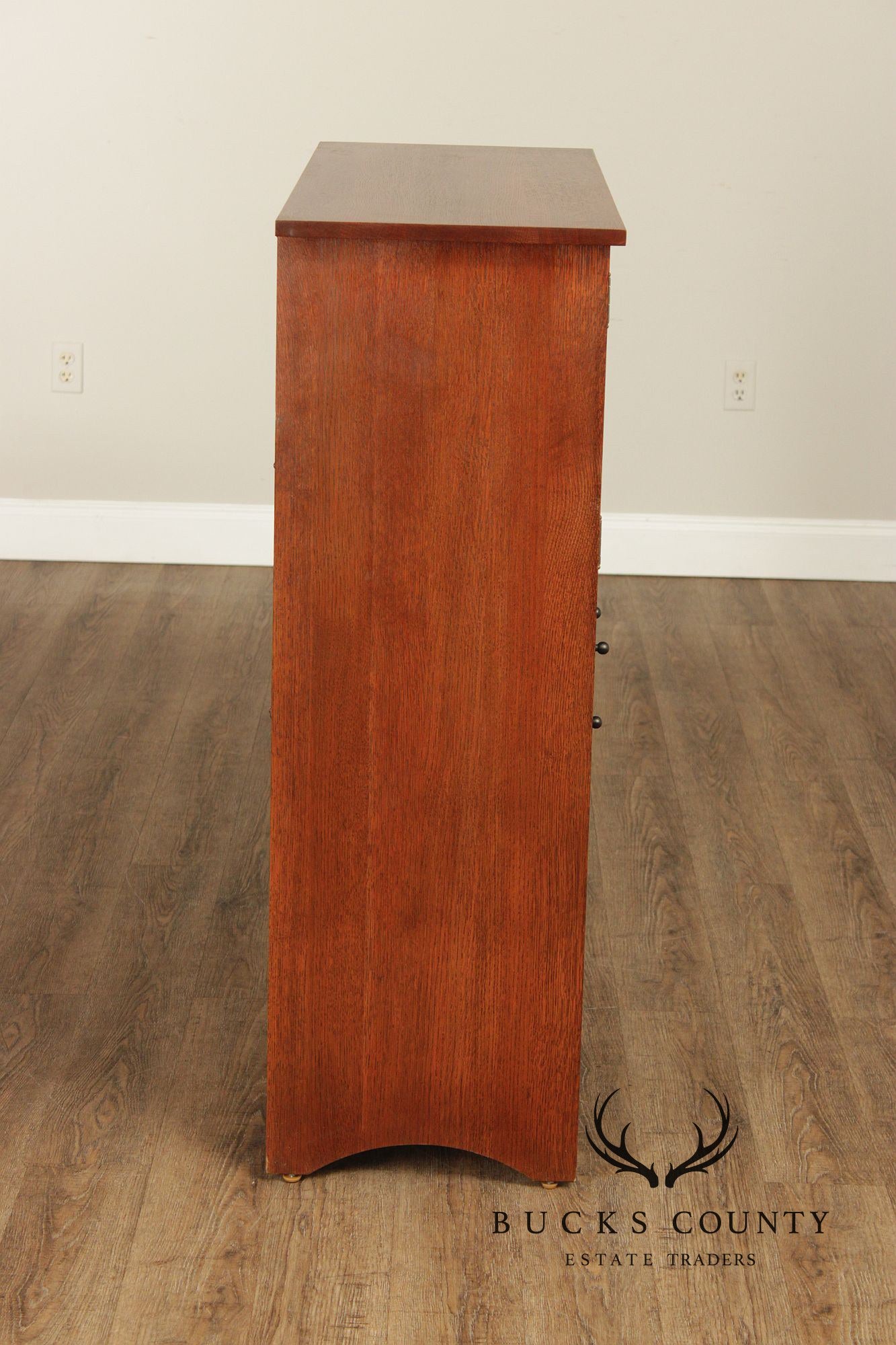 Stickley Mission Oak Harvey Ellis Inlaid Drop Front Secretary Desk And Wine Cabinet