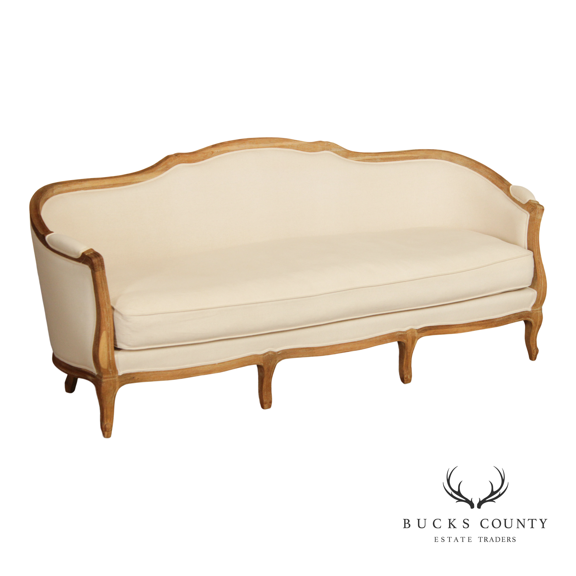 Ballard Designs French Louis XV Style Carved Frame Upholstered Sofa
