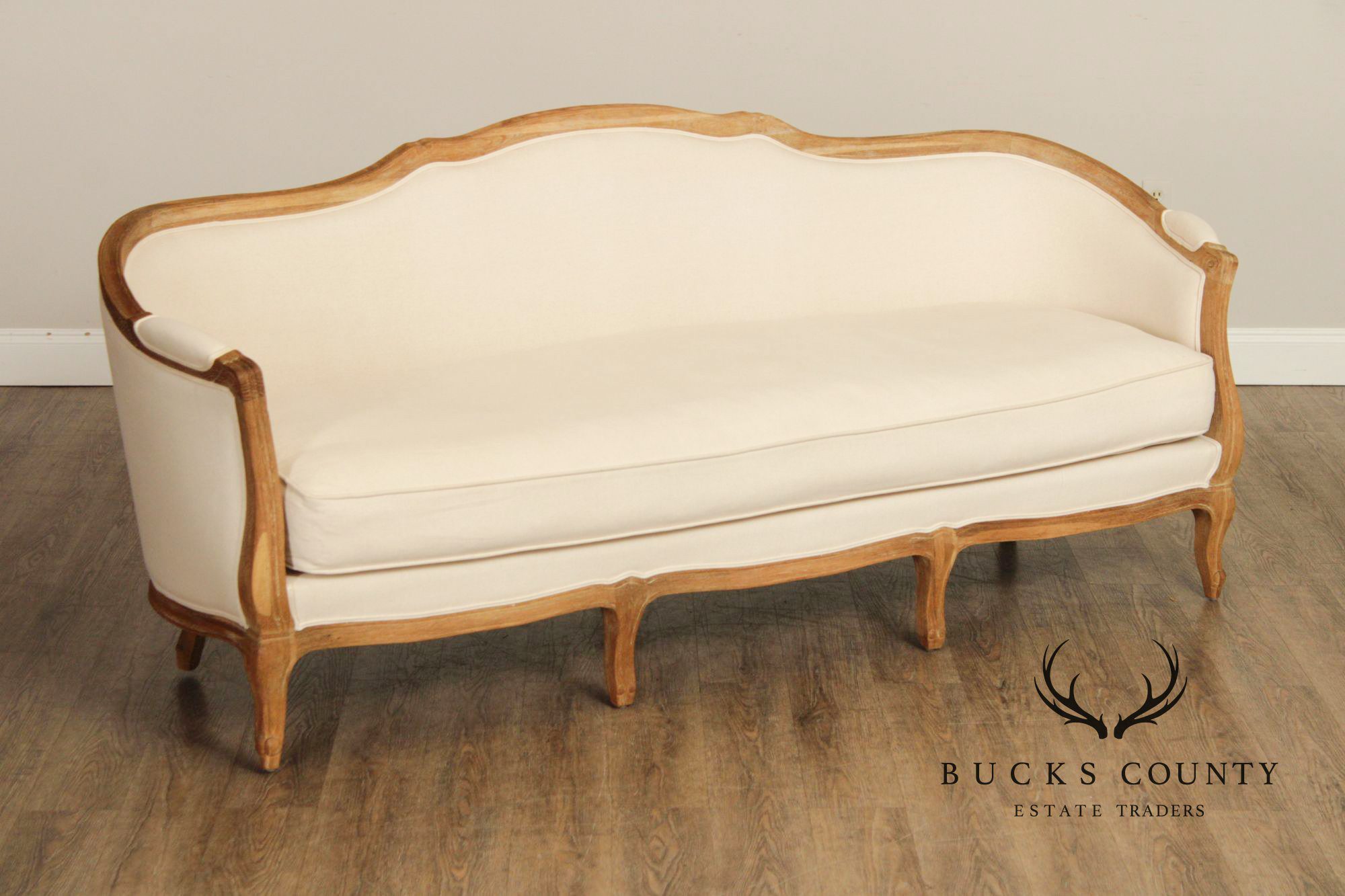 Ballard Designs French Louis XV Style Carved Frame Upholstered Sofa