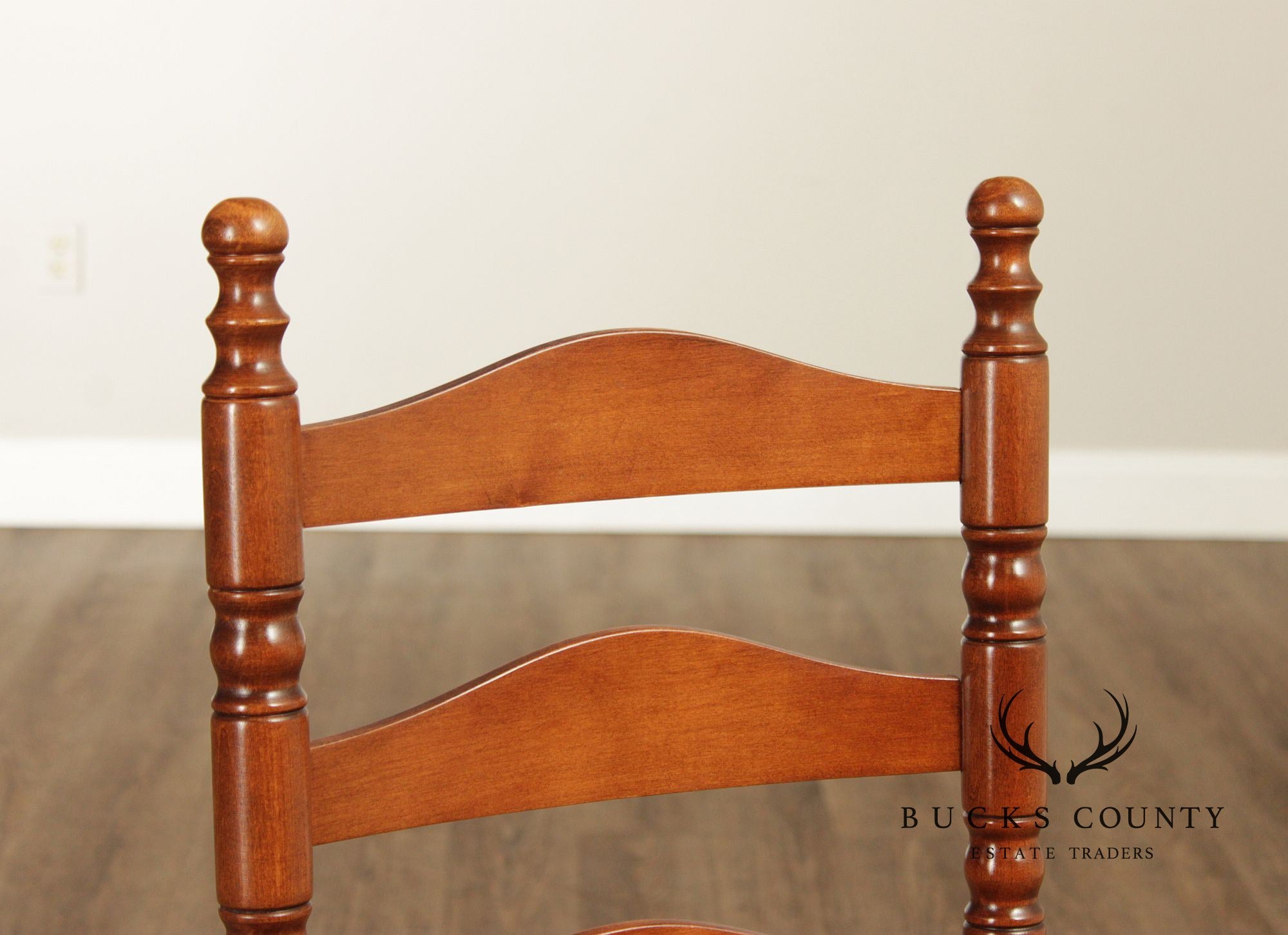 Nichols & Stone Set Of Six Maple Ladder Back Rush Seat Dining Chairs