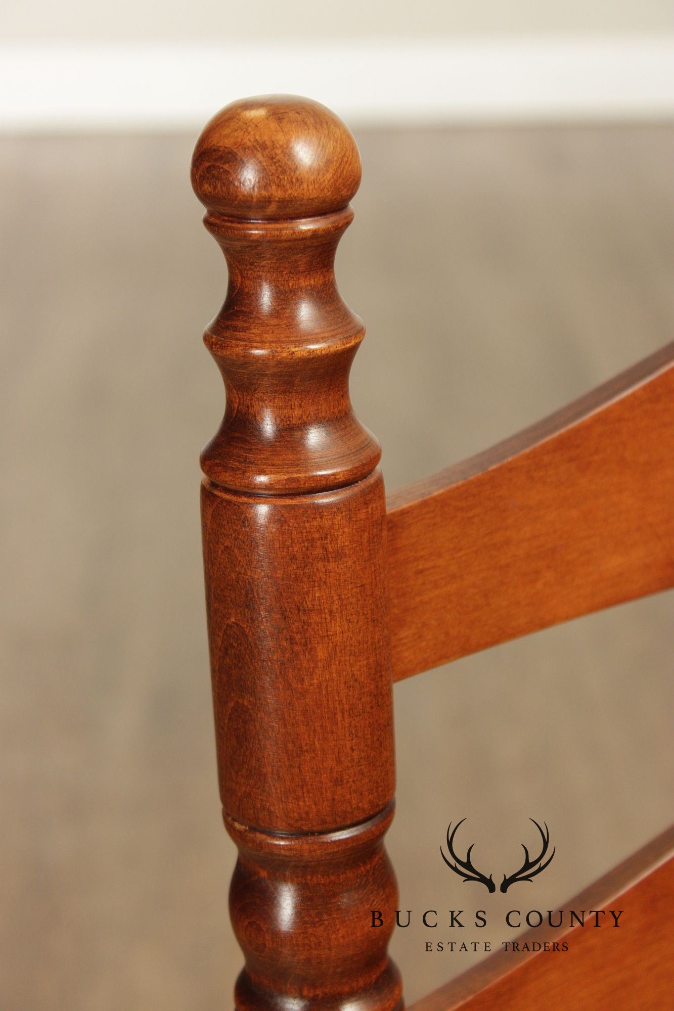 Nichols & Stone Set Of Six Maple Ladder Back Rush Seat Dining Chairs
