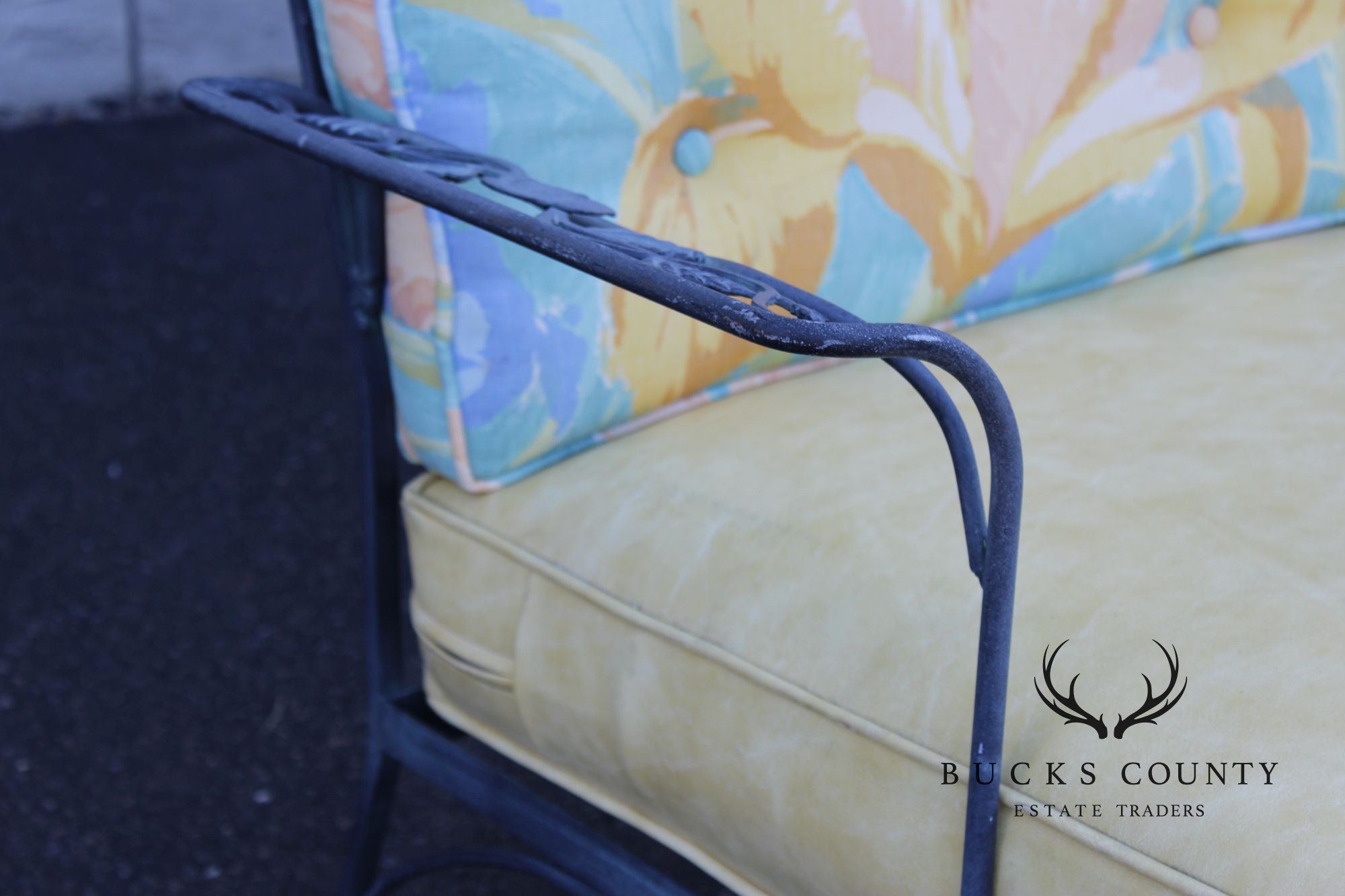 Woodard 'Chantilly Rose' Wrought Iron Outdoor Patio Sofa