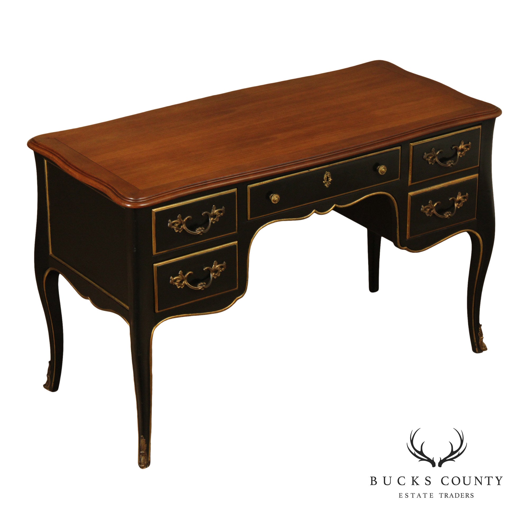 Kindel French Louis XV Style Ebonized Writing Desk