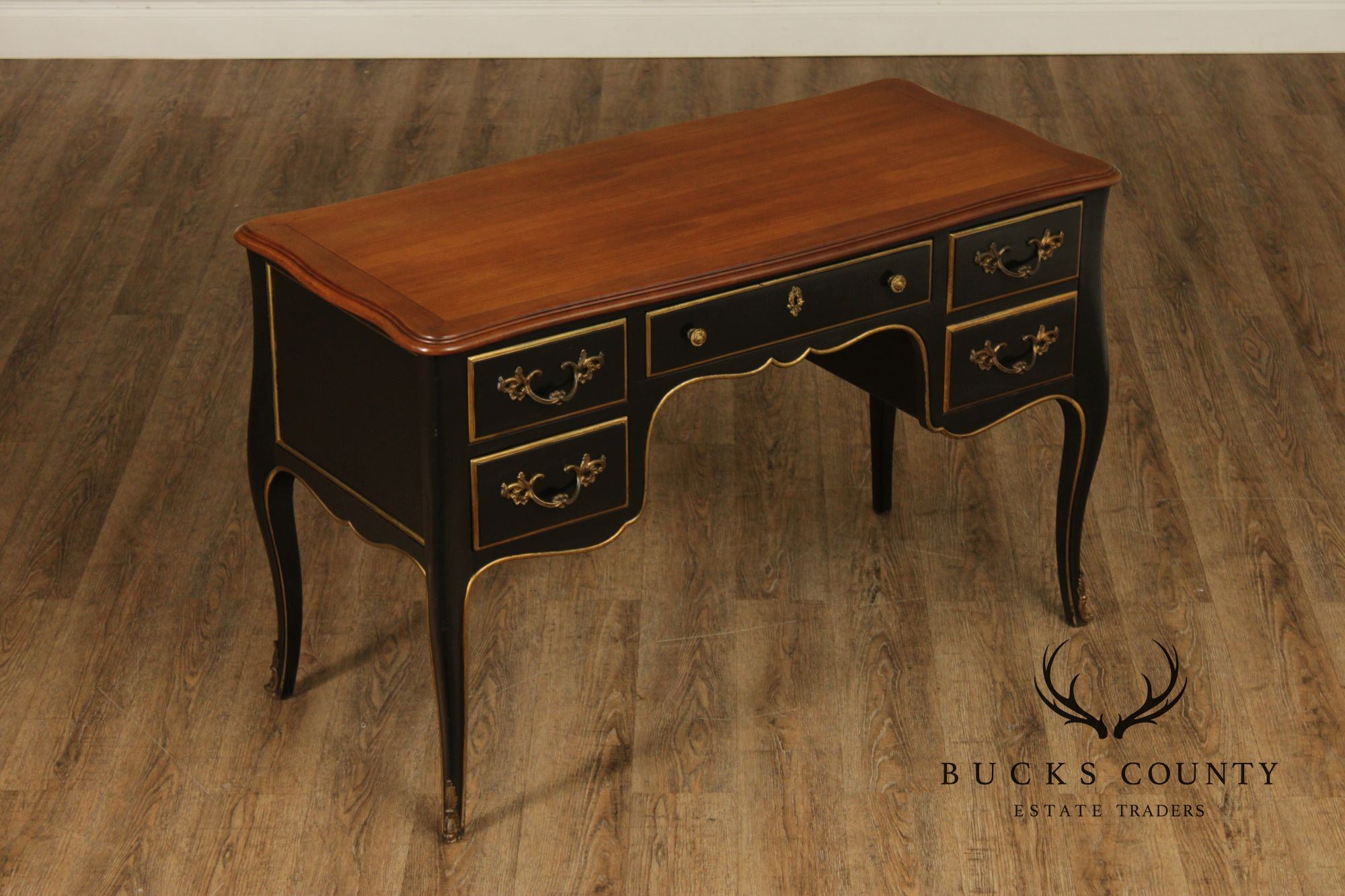 Kindel French Louis XV Style Ebonized Writing Desk