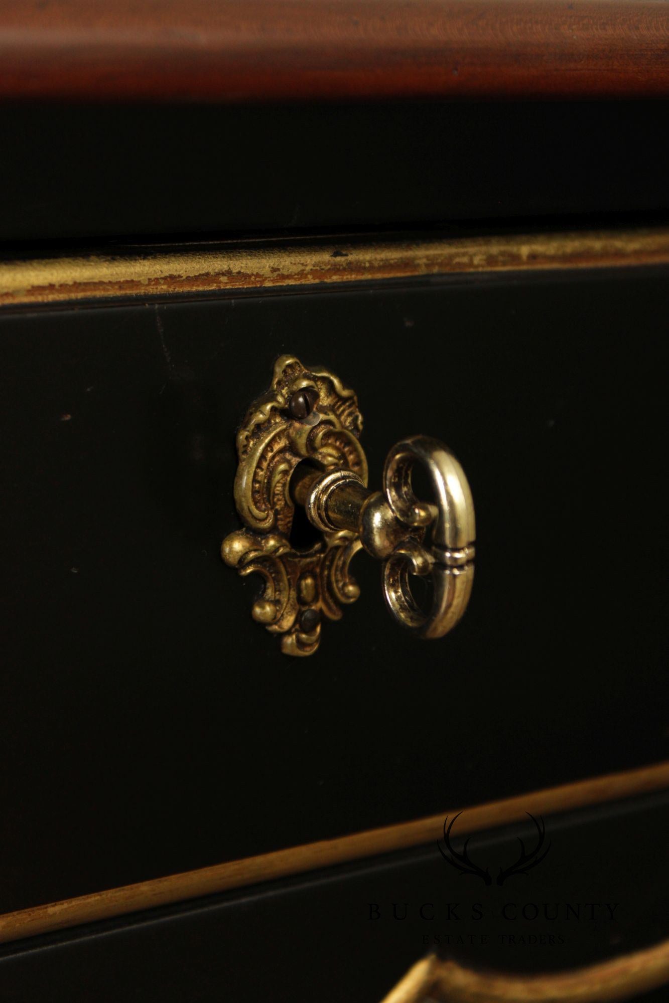 Kindel French Louis XV Style Ebonized Writing Desk