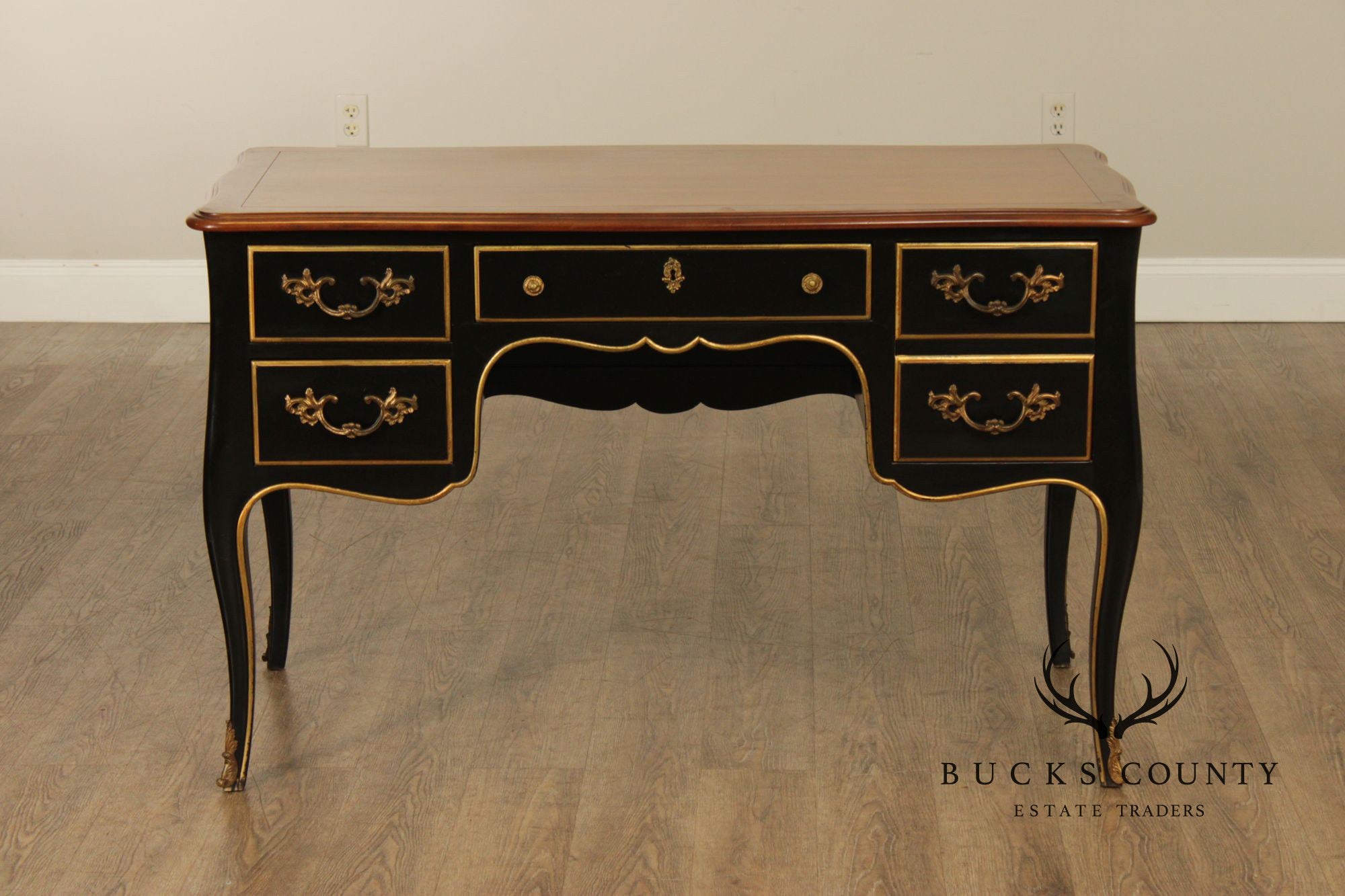 Kindel French Louis XV Style Ebonized Writing Desk
