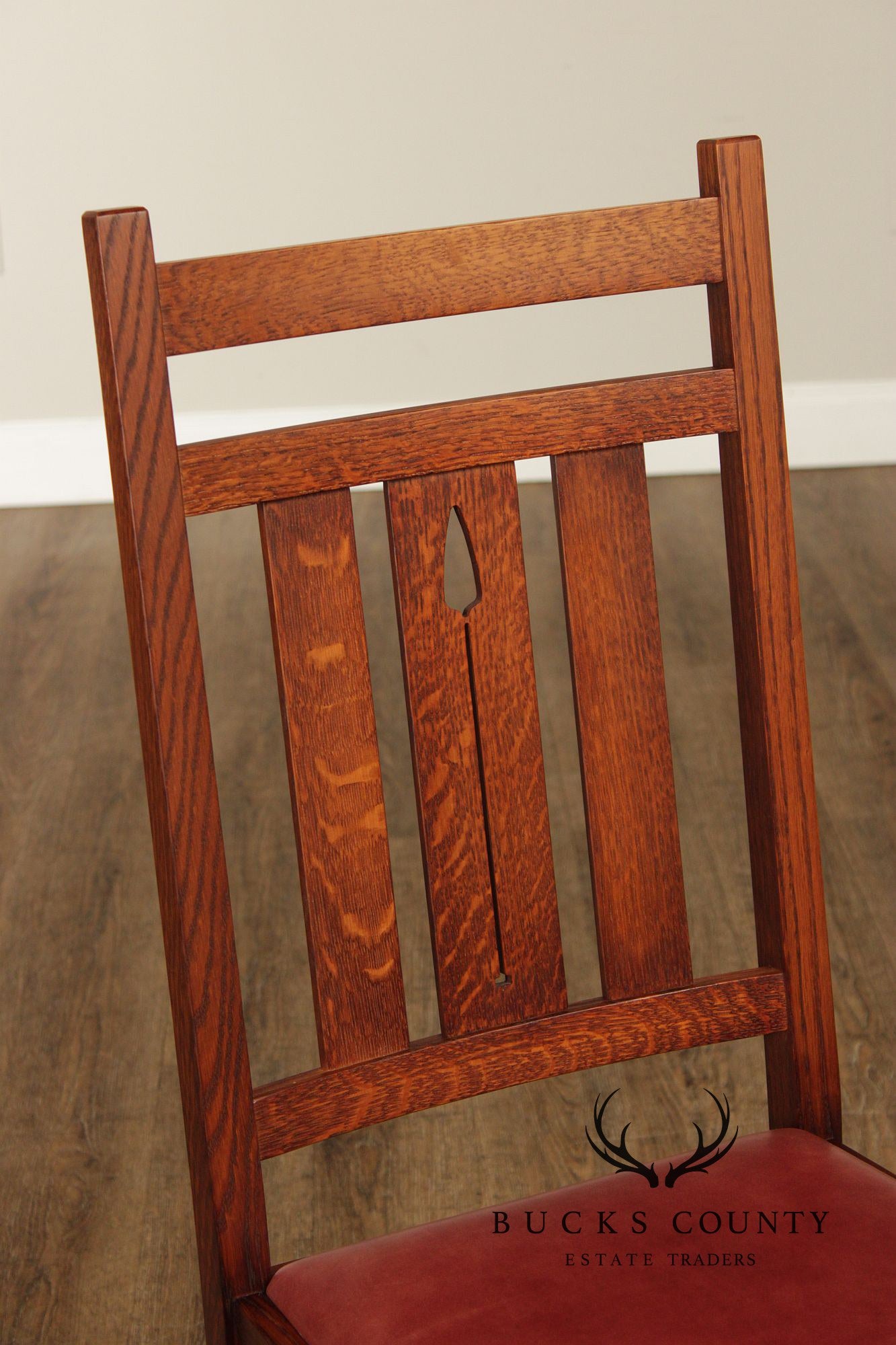 Warren Hile Studio Set of 8 Mission Style Oak Dining Chairs