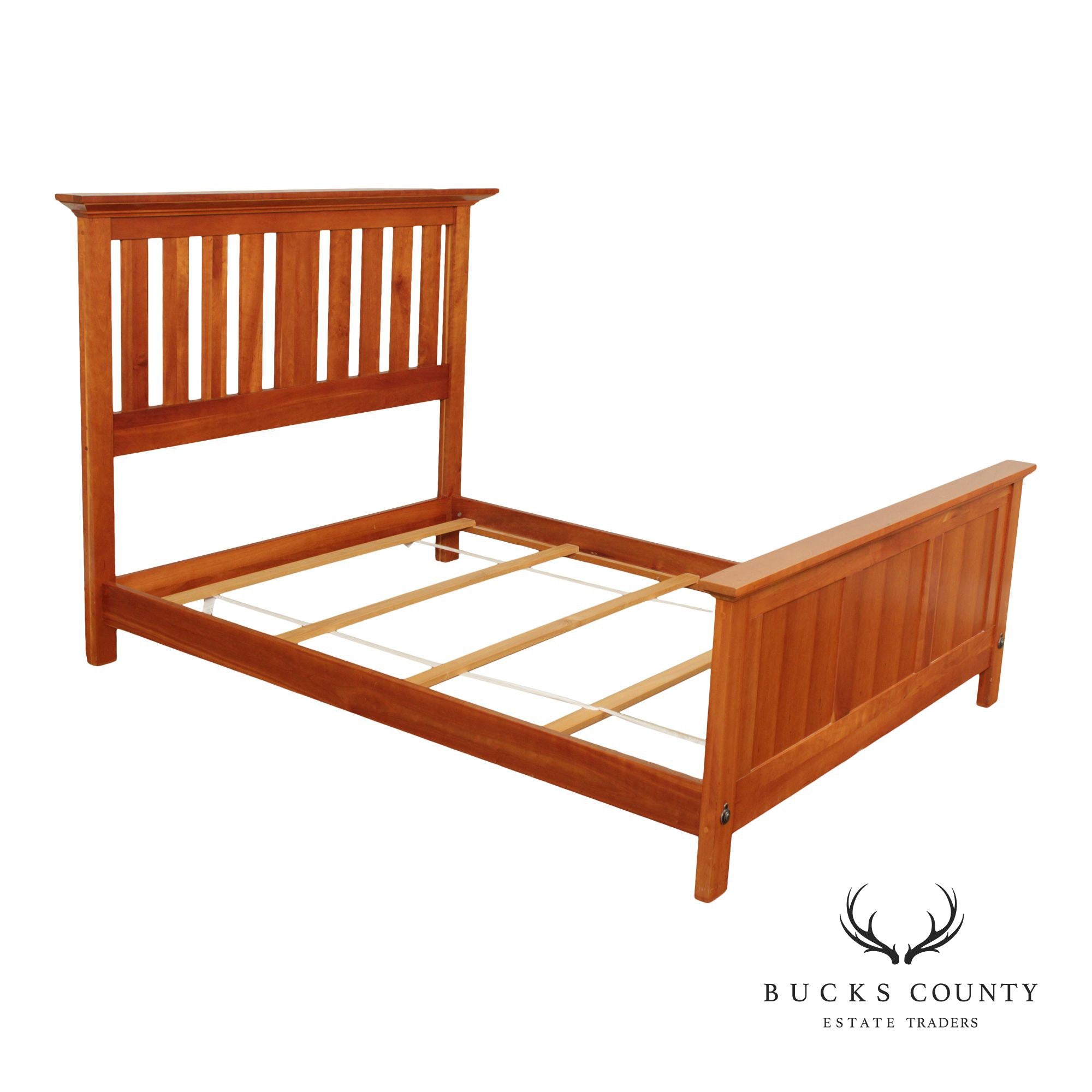 Vermont Tubbs Mission Style Slatted Cherry Queen Bed Frame
