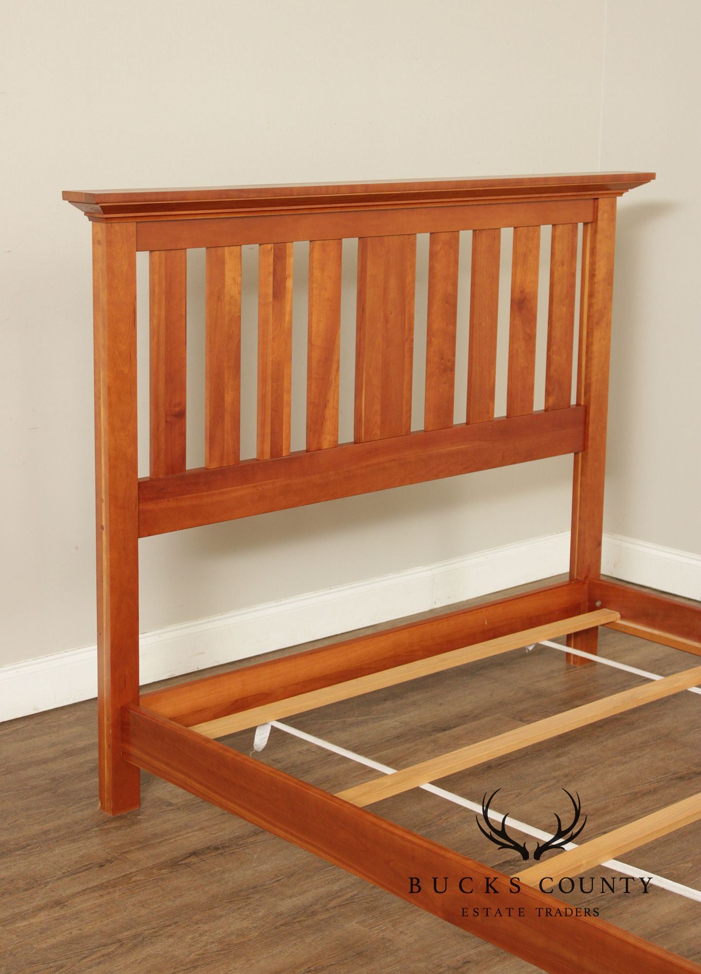 Vermont Tubbs Mission Style Slatted Cherry Queen Bed Frame