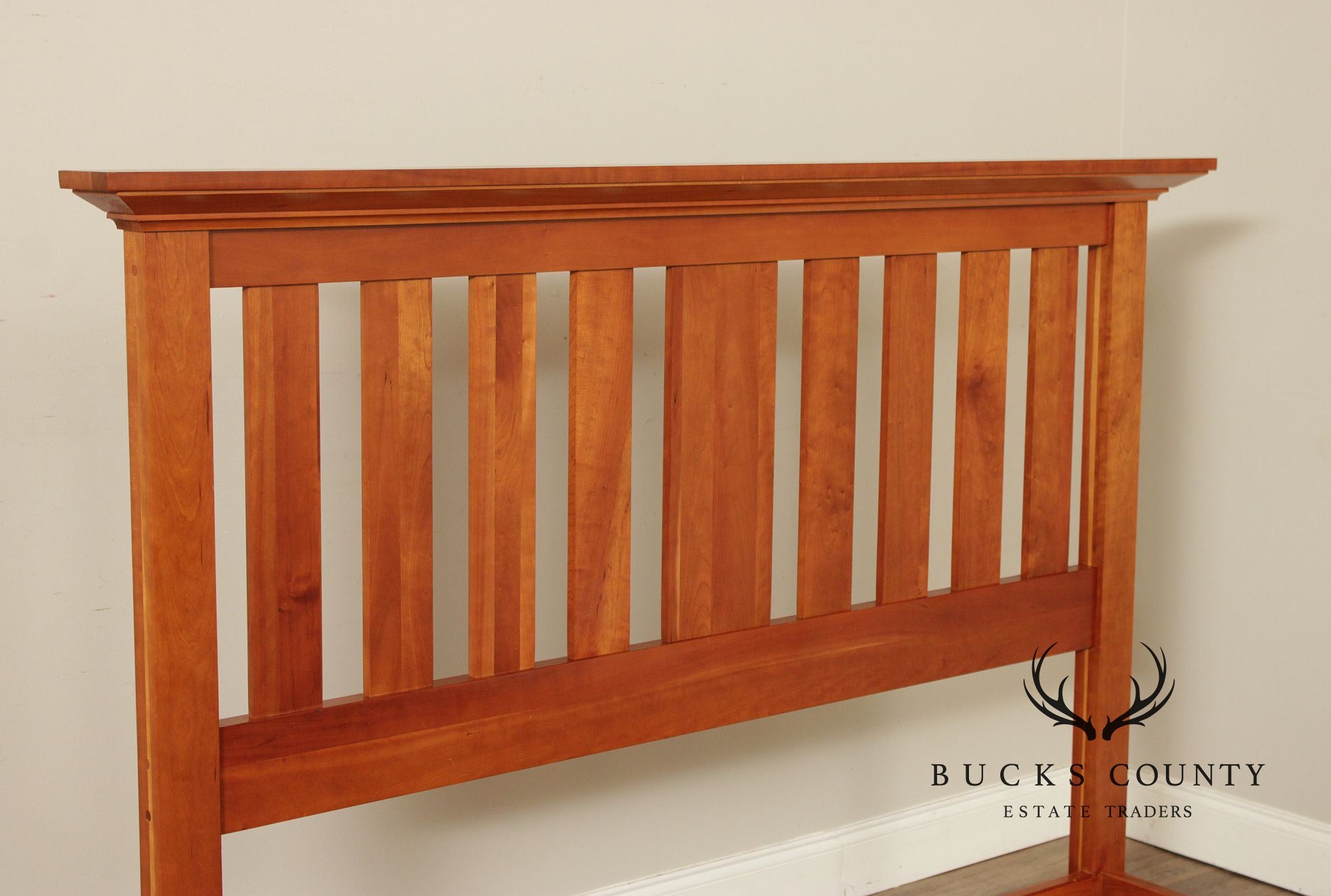 Vermont Tubbs Mission Style Slatted Cherry Queen Bed Frame