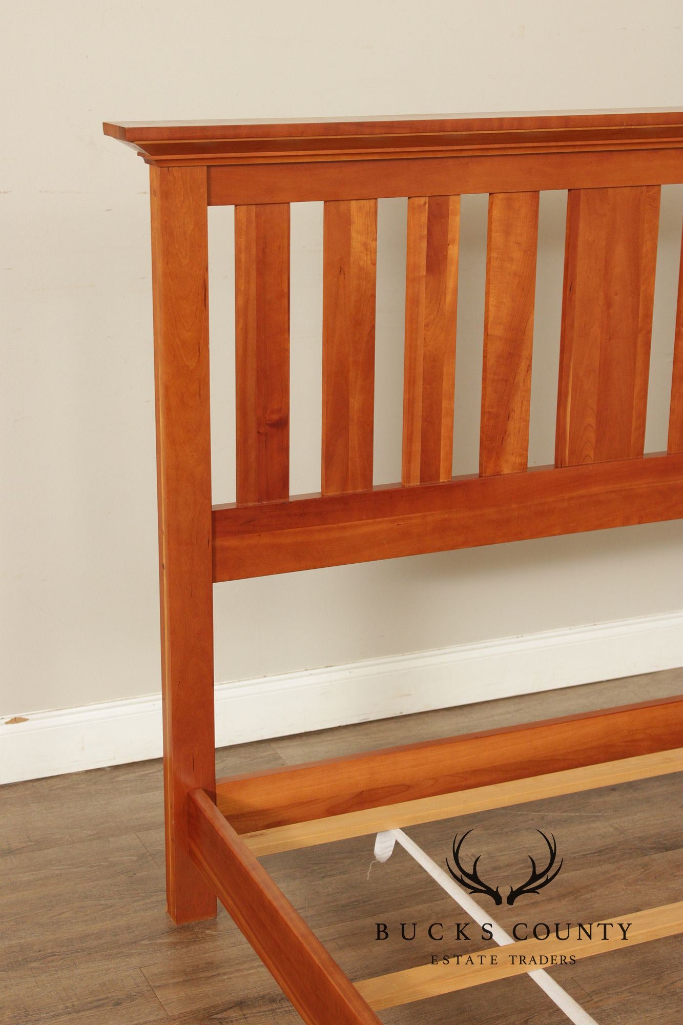 Vermont Tubbs Mission Style Slatted Cherry Queen Bed Frame