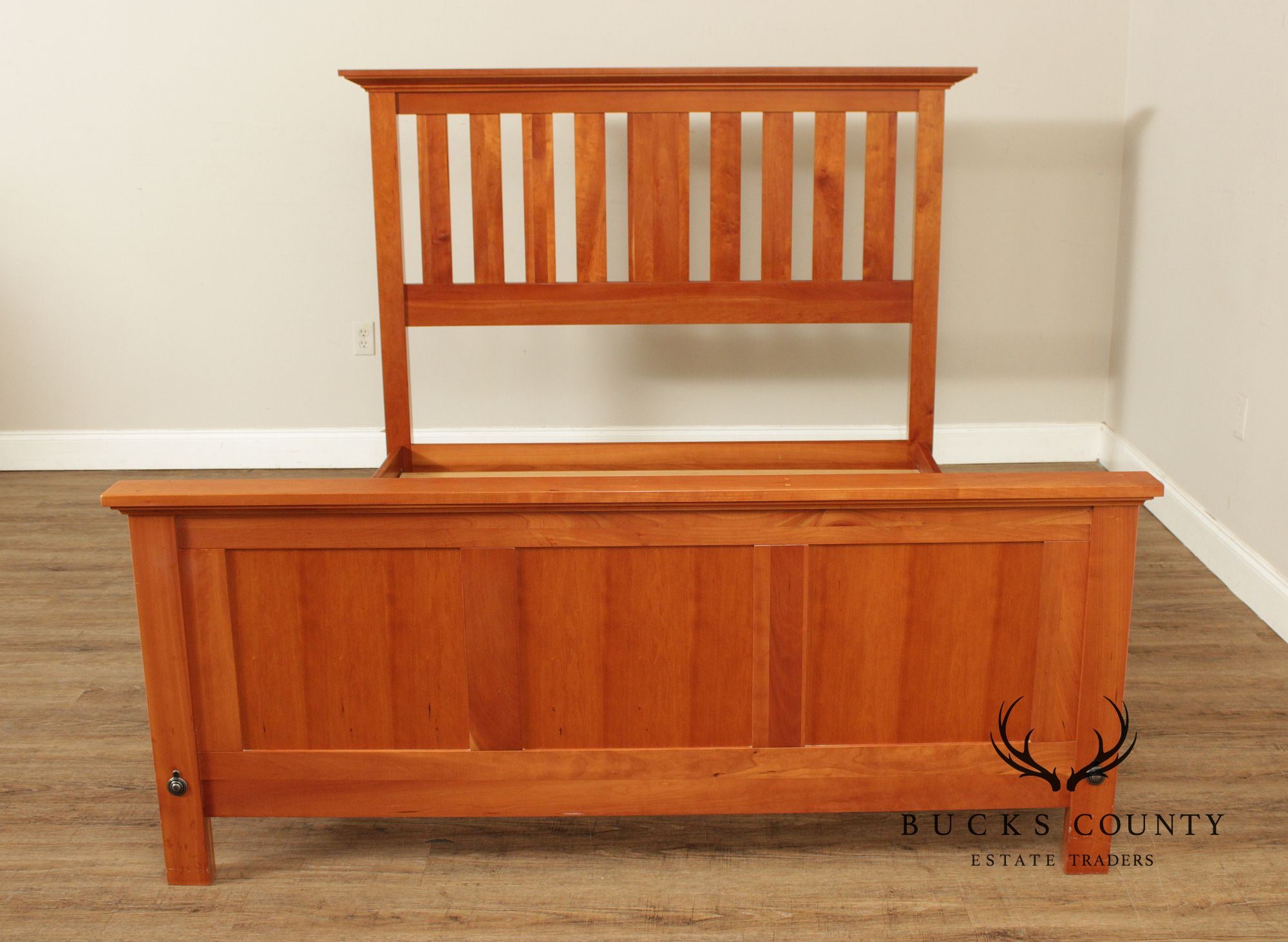 Vermont Tubbs Mission Style Slatted Cherry Queen Bed Frame