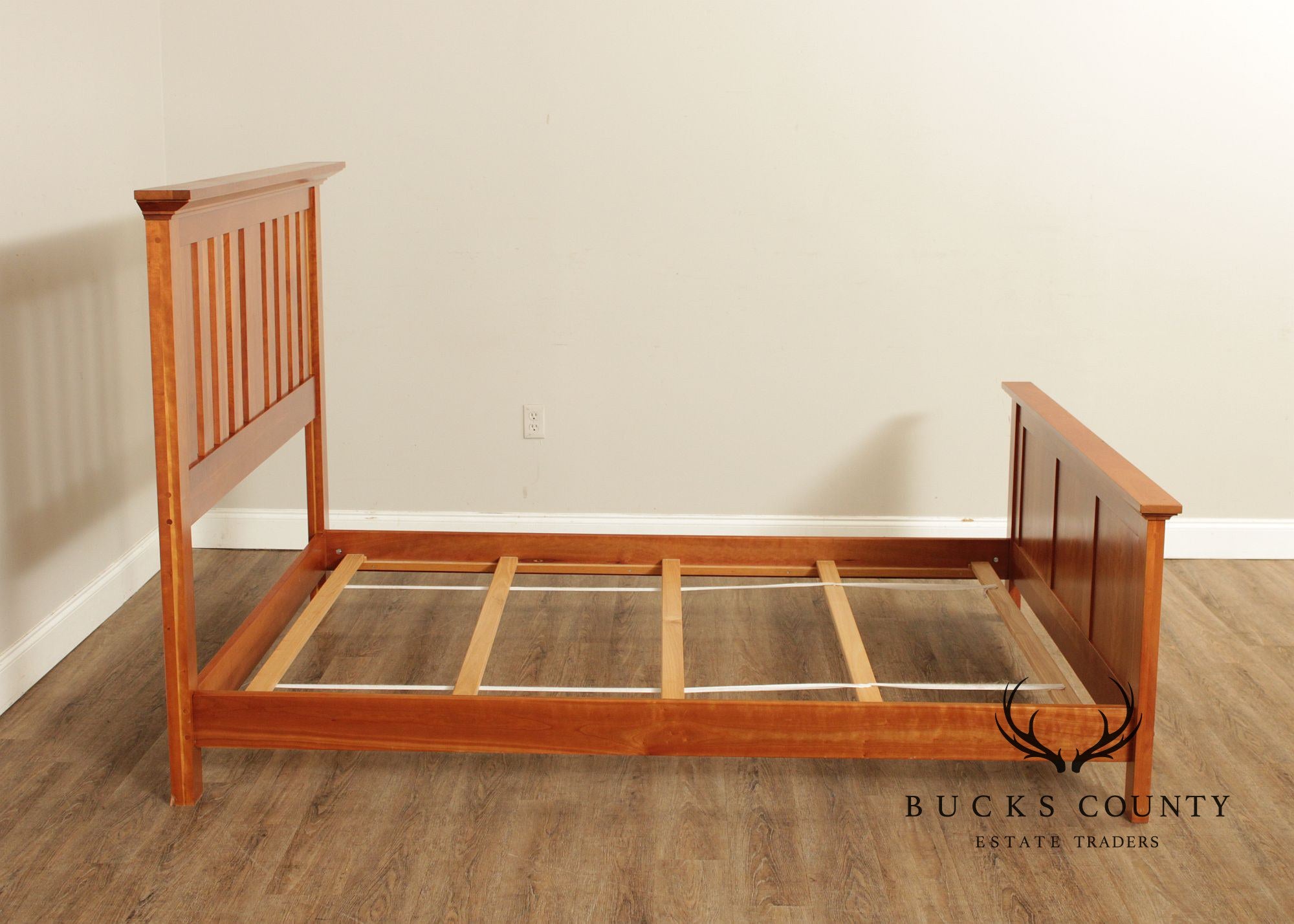 Vermont Tubbs Mission Style Slatted Cherry Queen Bed Frame
