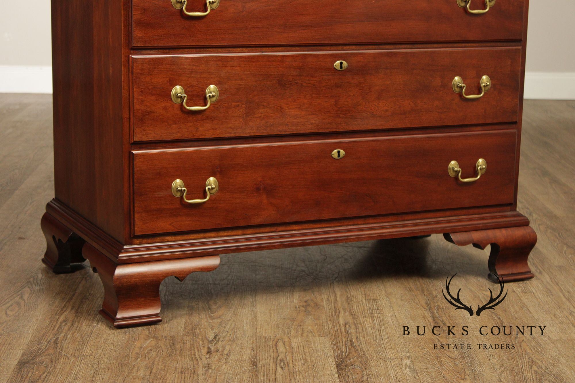 Statton Chippendale Style Cherry Tall Chest On Chest