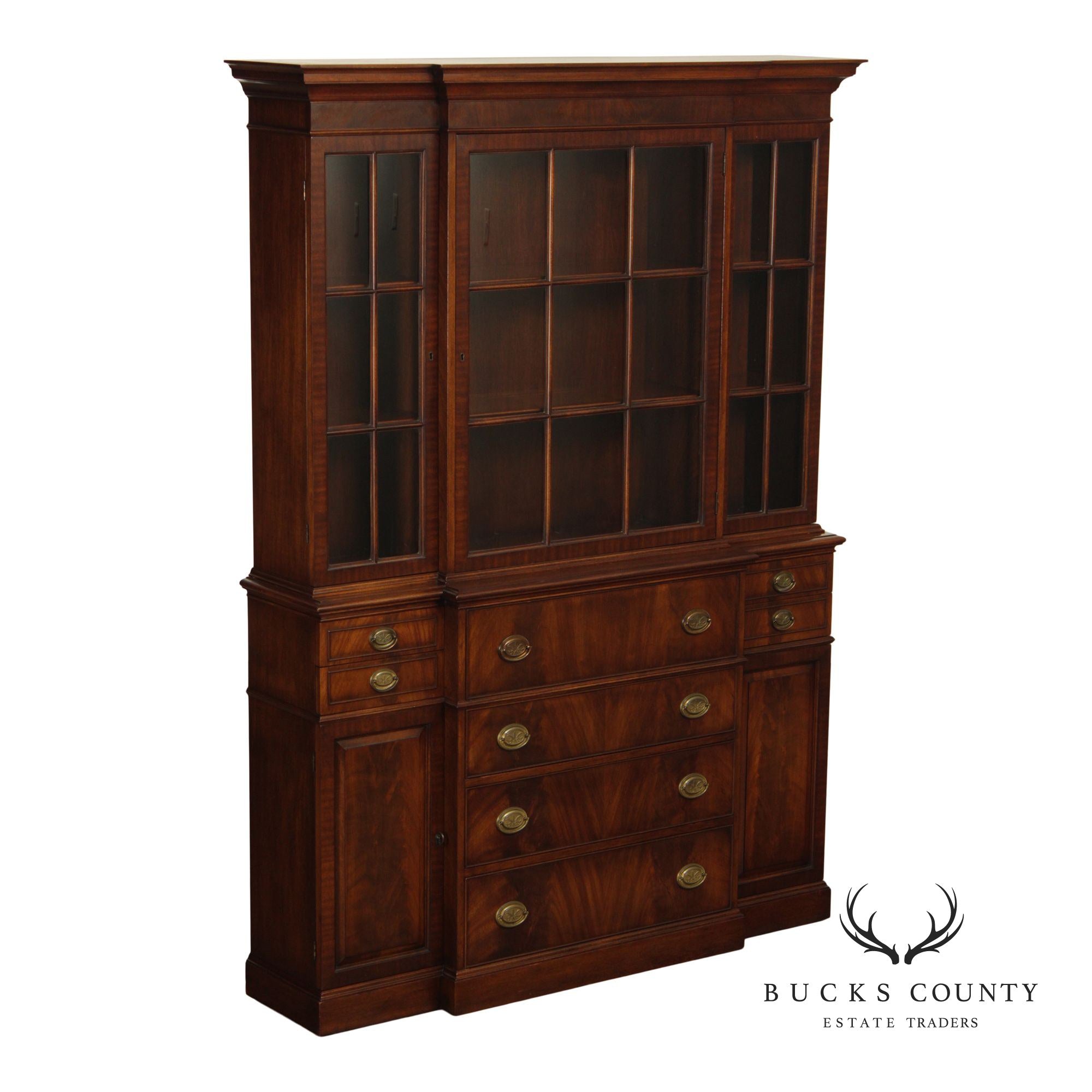 Colonial Treasure House Collection Georgian Style Mahogany Breakfront