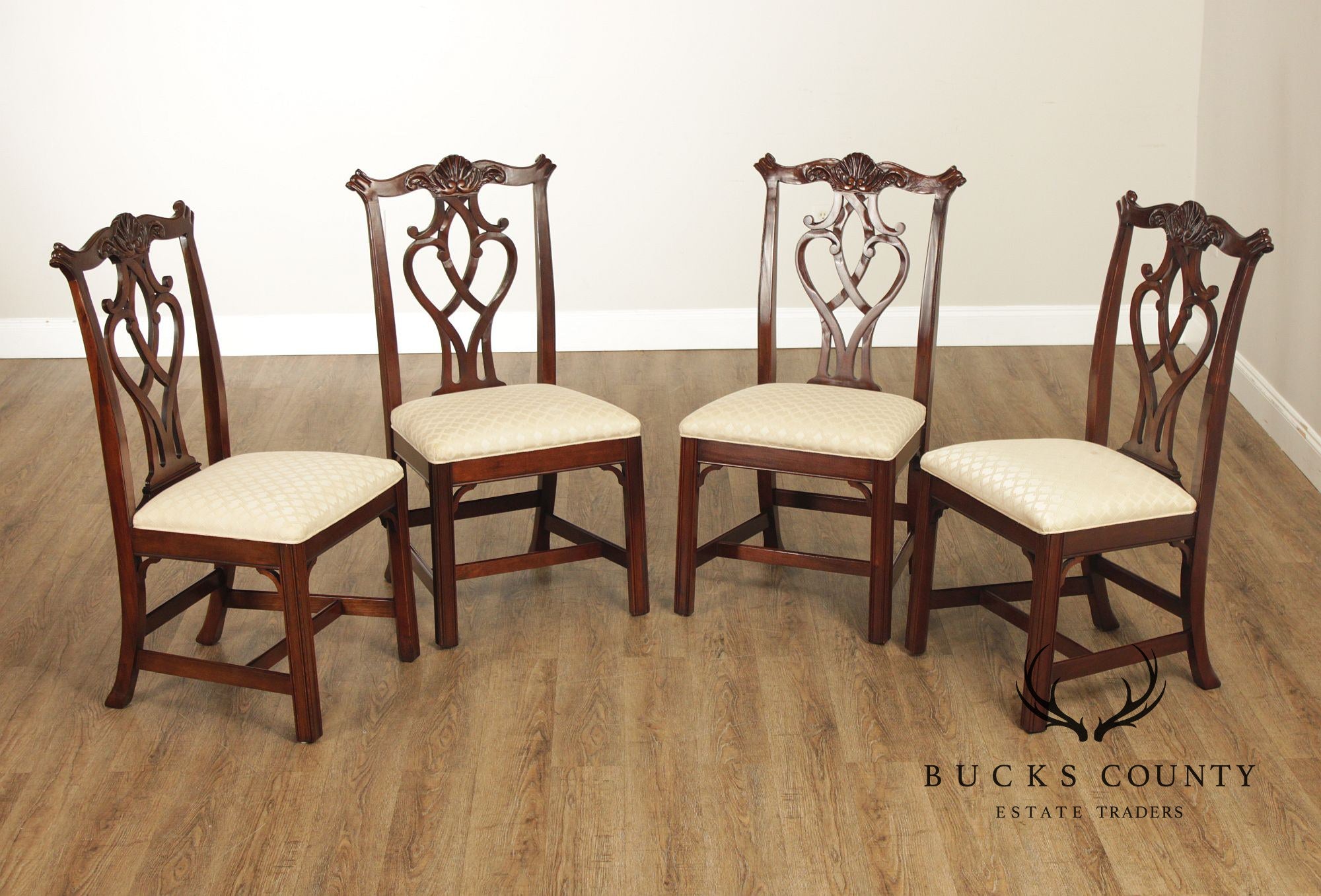 Pennsylvania Classics Set Of Four Chippendale Style Mahogany Dining Chairs