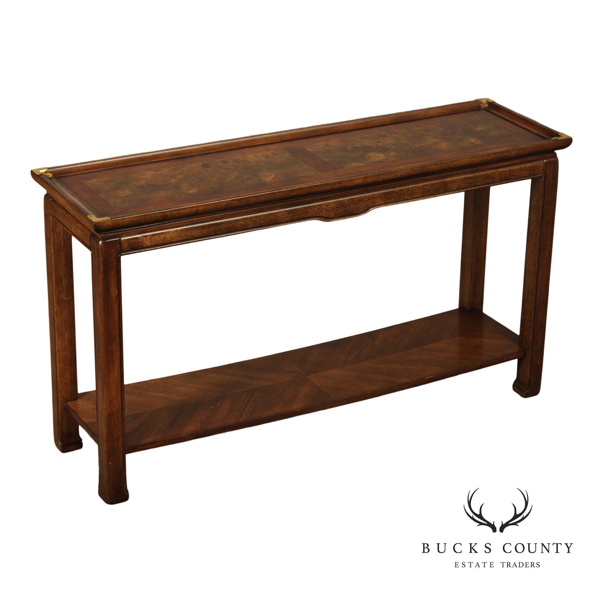 Asian Style Vintage Burl Wood Console Table