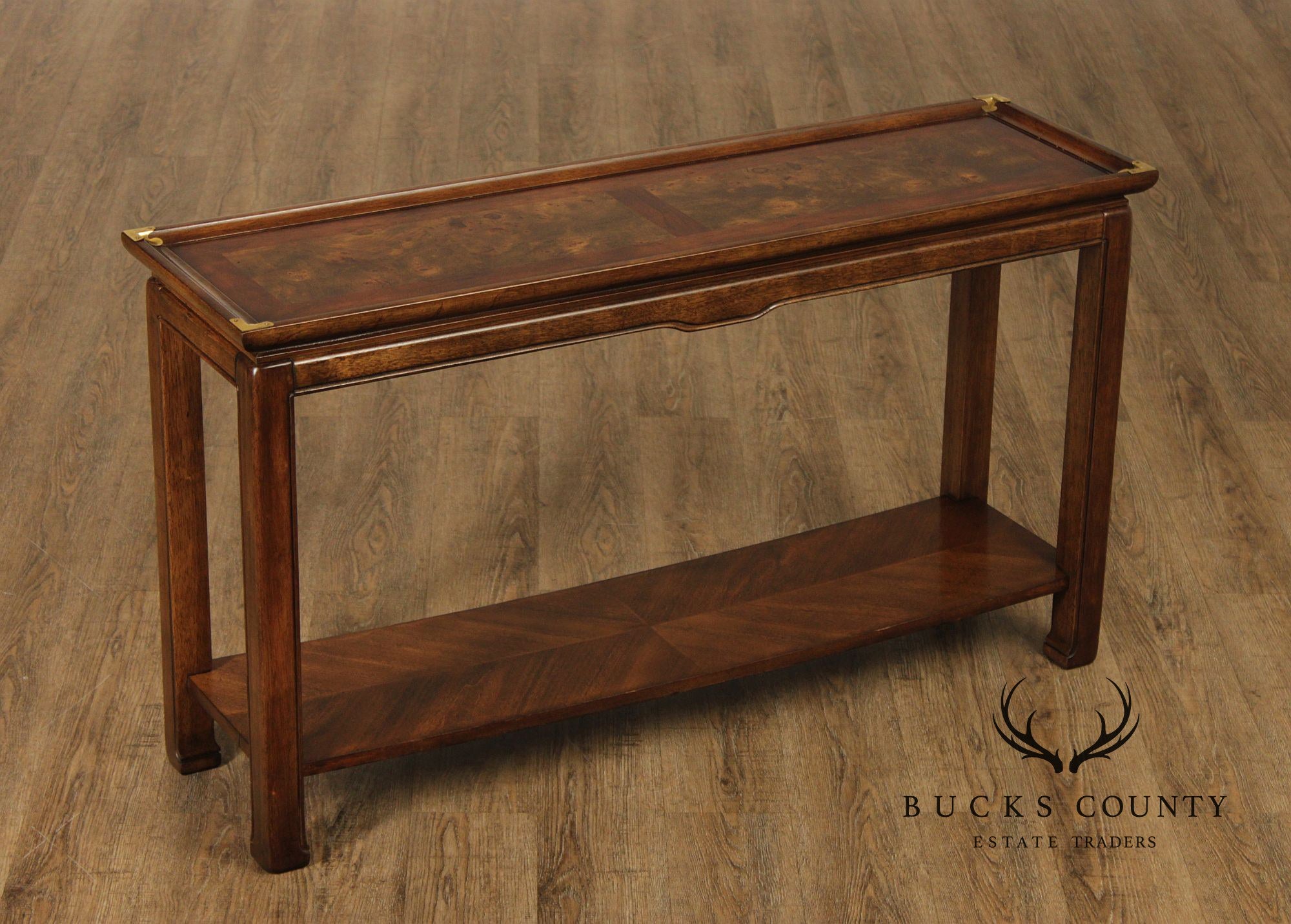 Asian Style Vintage Burl Wood Console Table