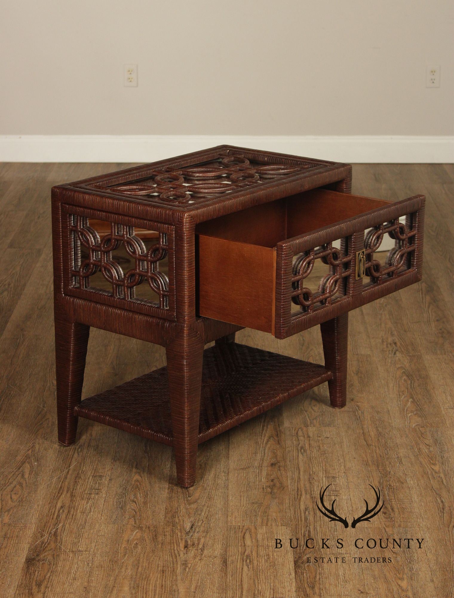 Laneventure 'Excursions' Pair of Mirrored Wicker Nightstands