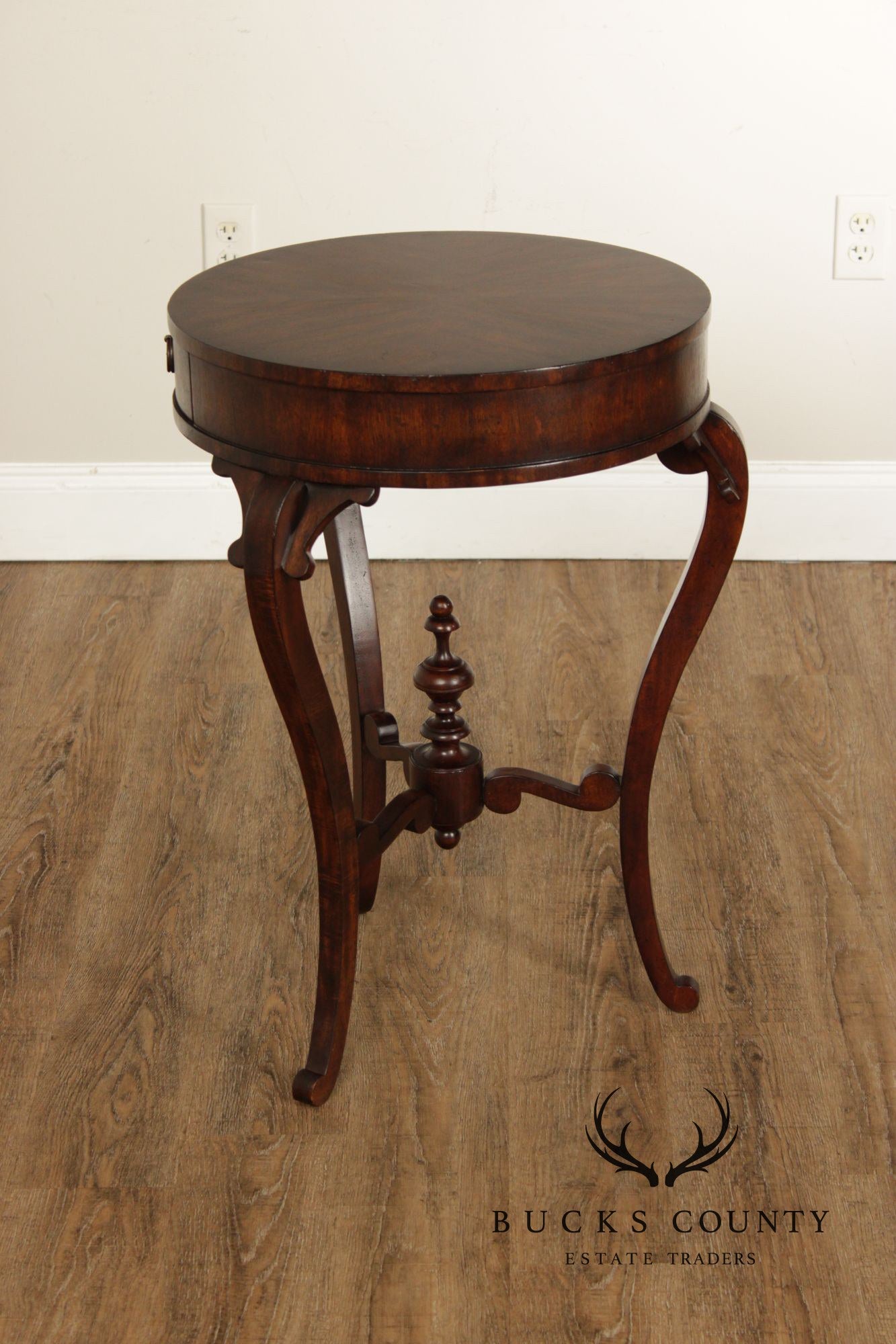 John-Richard 'European Crossroads' Round Mahogany Lamp Table