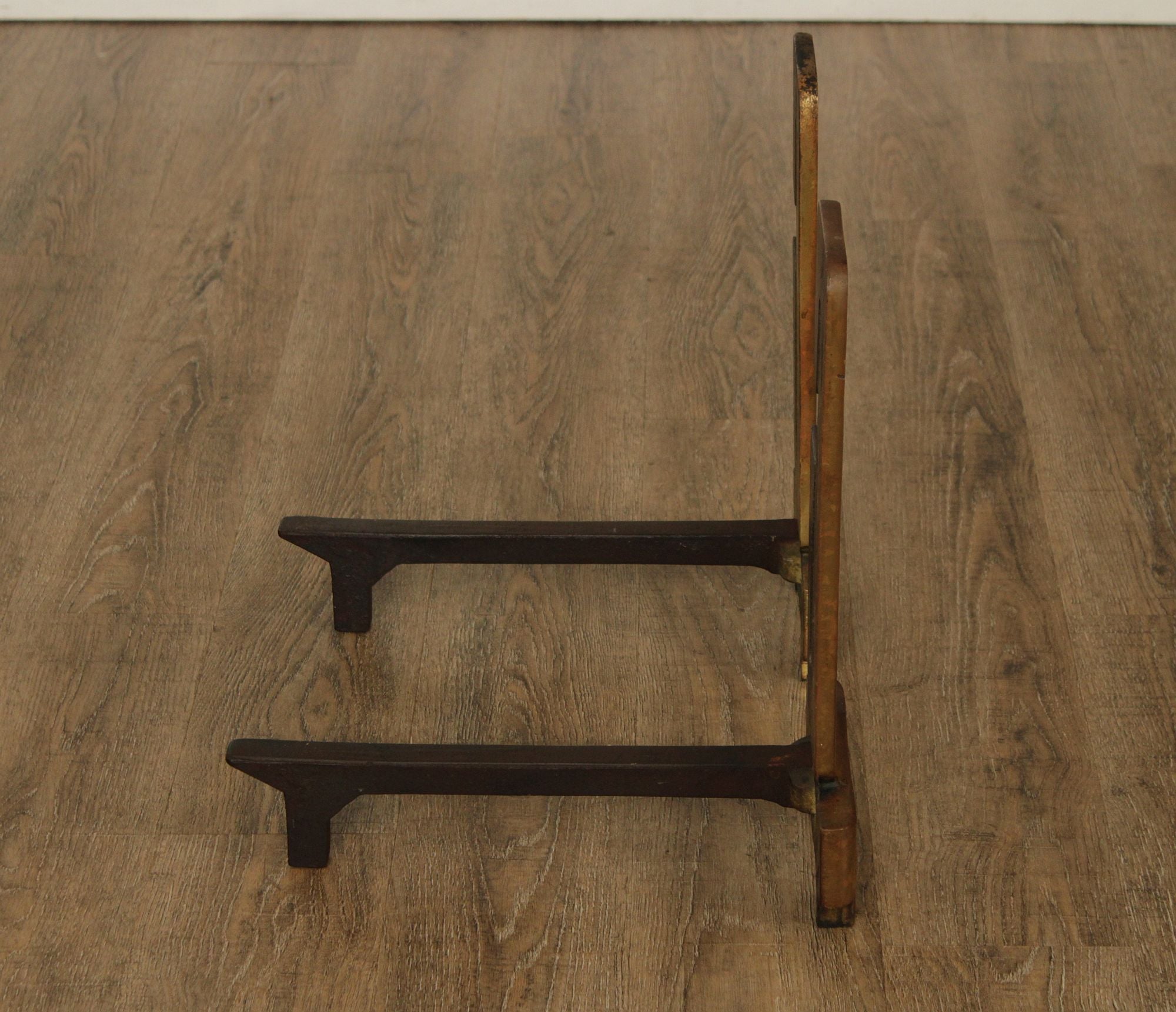 Pair Of Vintage Brass And Iron Monogram "G" Andirons