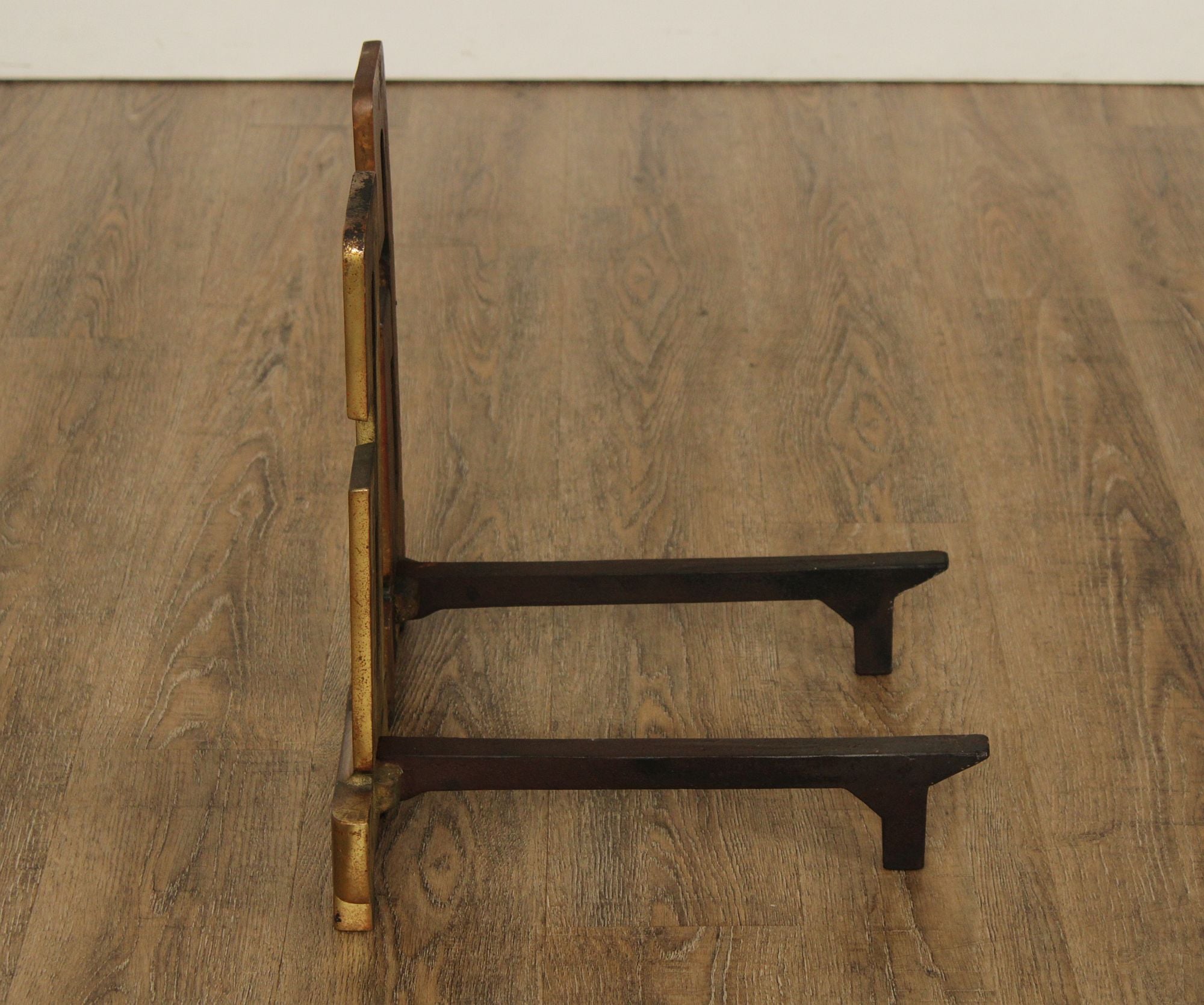 Pair Of Vintage Brass And Iron Monogram "G" Andirons
