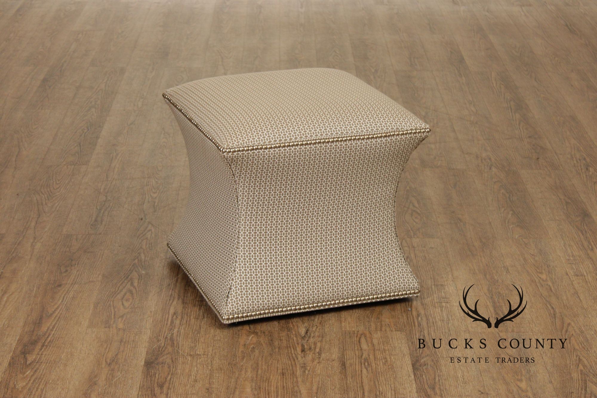 Transitional Custom Upholstered Pair of Cube Ottomans