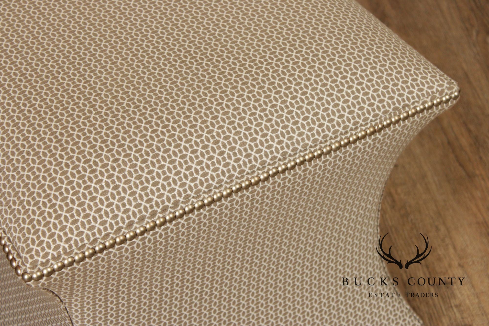 Transitional Custom Upholstered Pair of Cube Ottomans