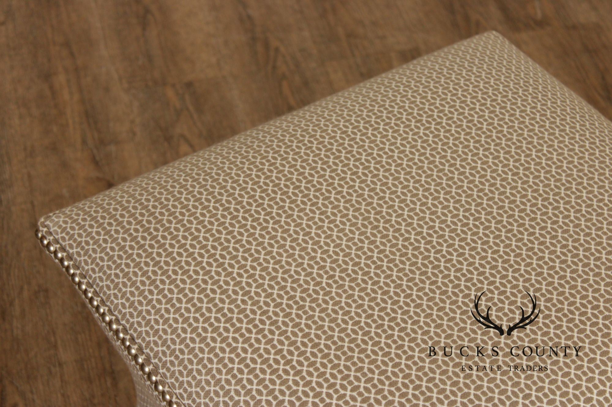 Transitional Custom Upholstered Pair of Cube Ottomans