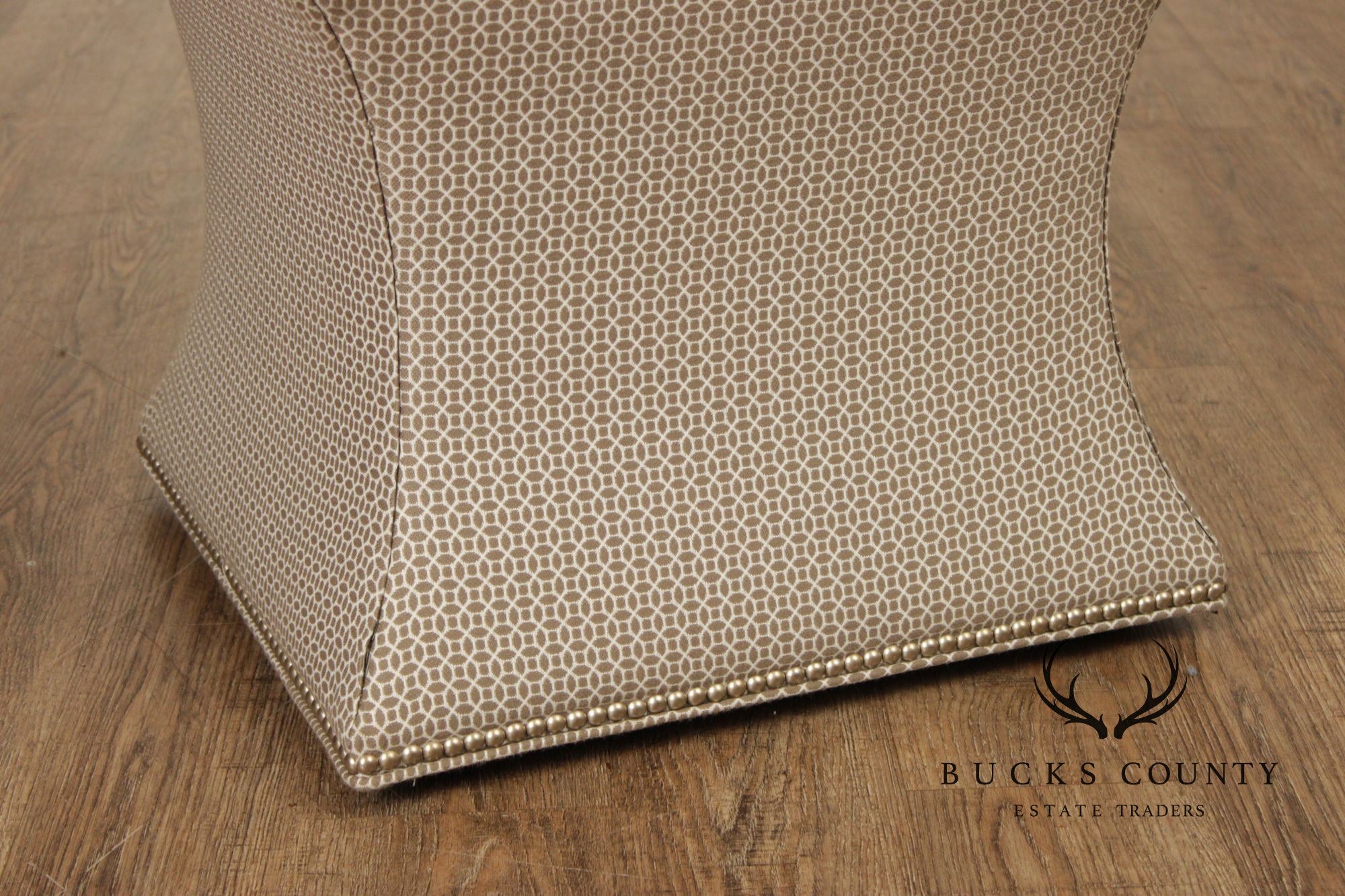 Transitional Custom Upholstered Pair of Cube Ottomans