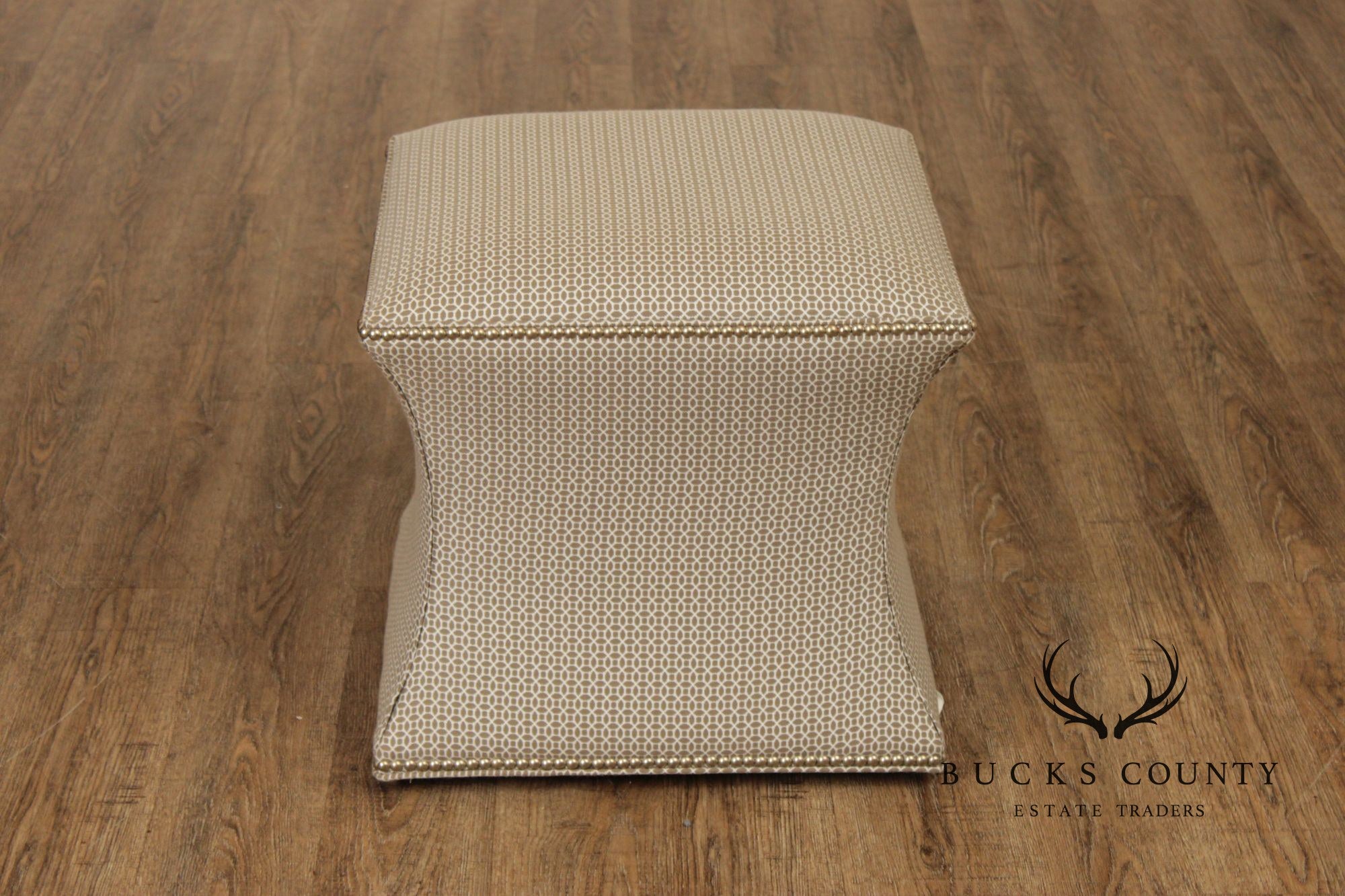 Transitional Custom Upholstered Pair of Cube Ottomans