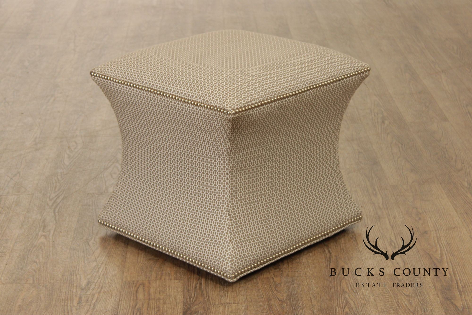 Transitional Custom Upholstered Pair of Cube Ottomans