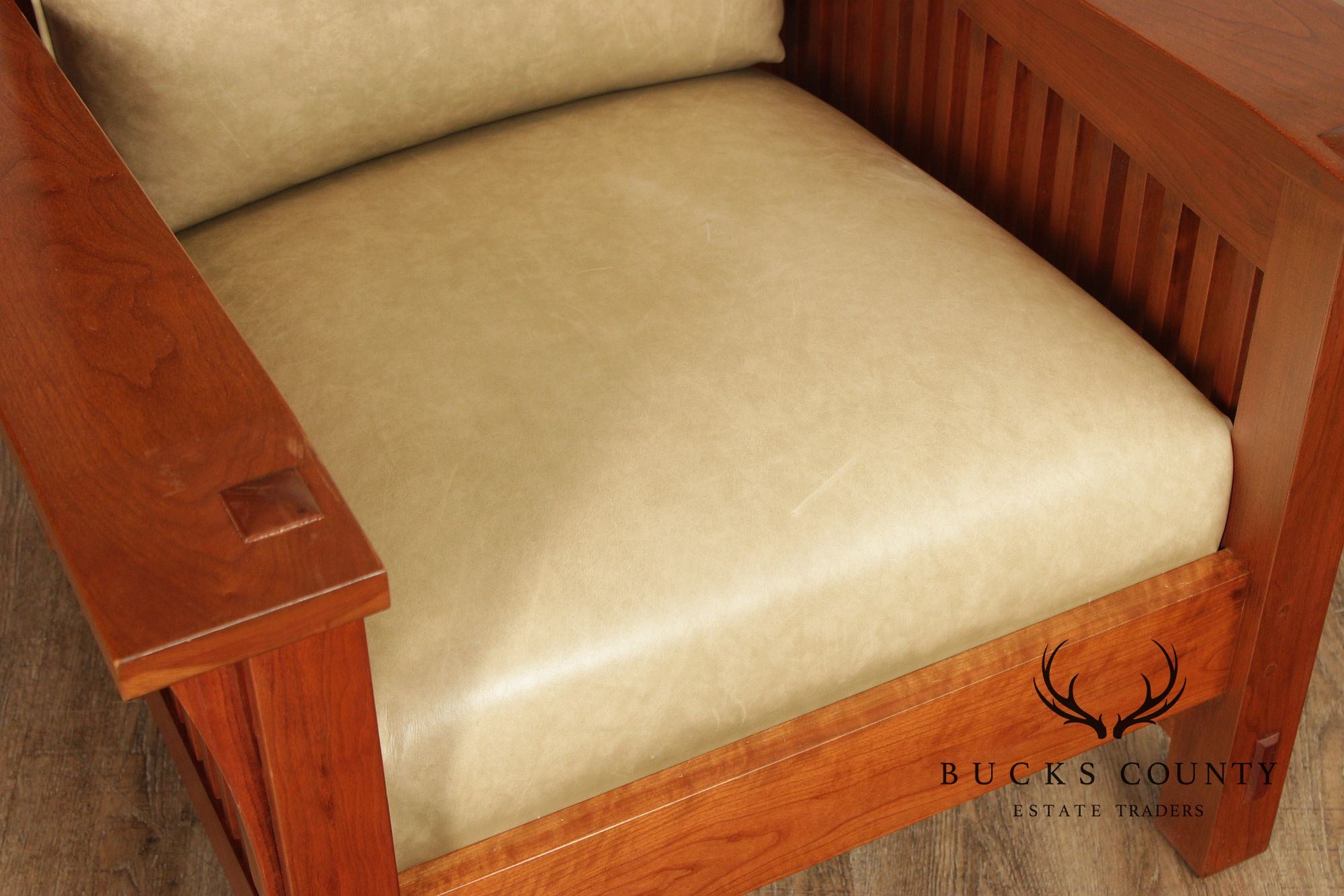 Stickley Mission Collection Cherry Bent Arm Morris Chair and Ottoman