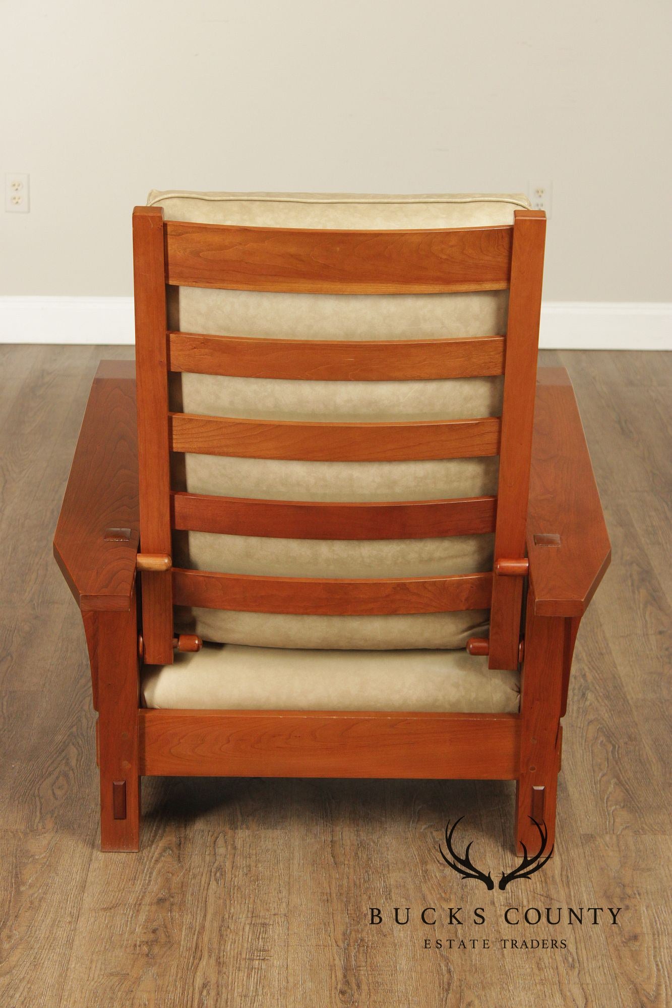 Stickley Mission Collection Cherry Bent Arm Morris Chair and Ottoman