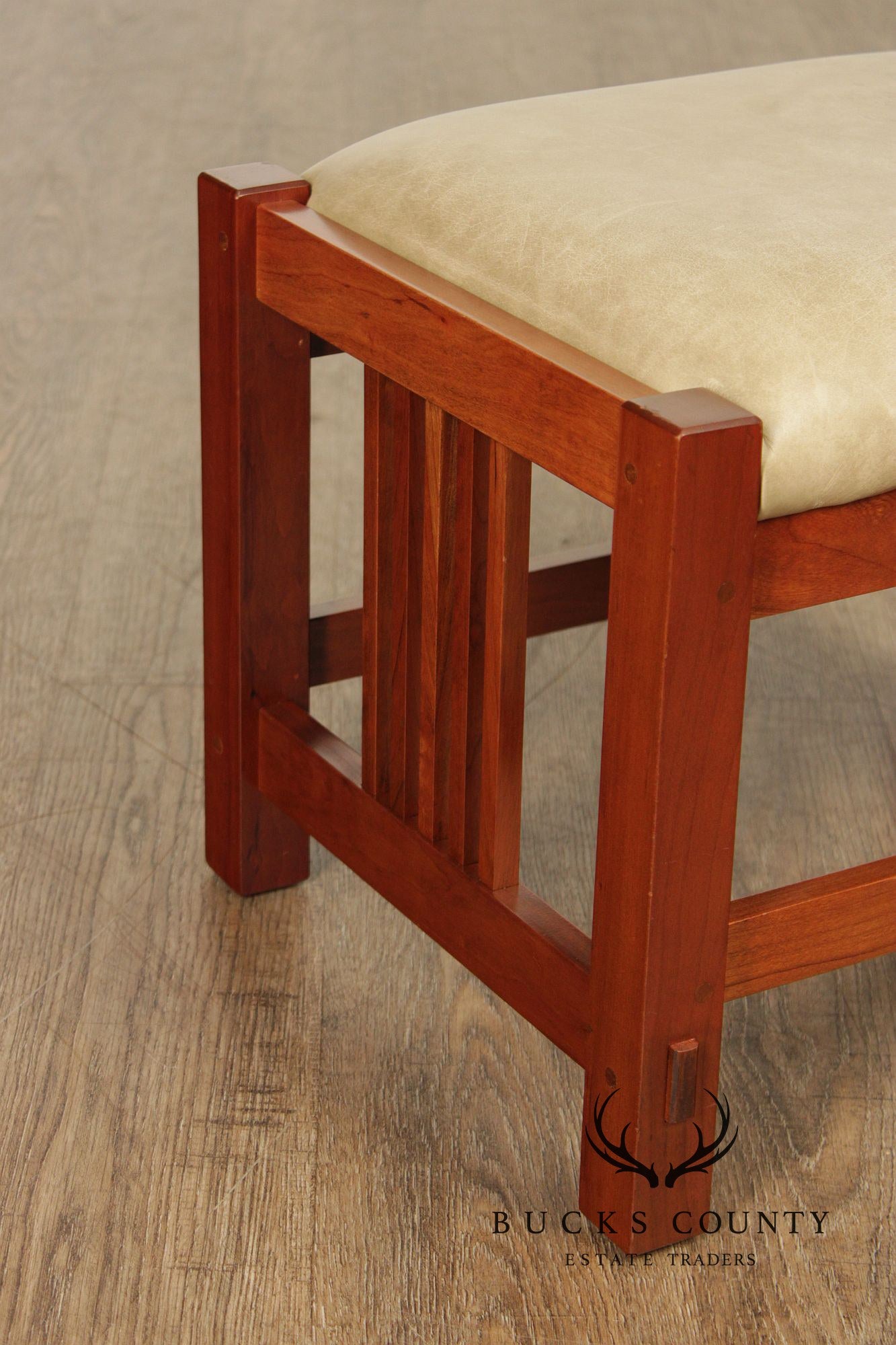 Stickley Mission Collection Cherry Bent Arm Morris Chair and Ottoman